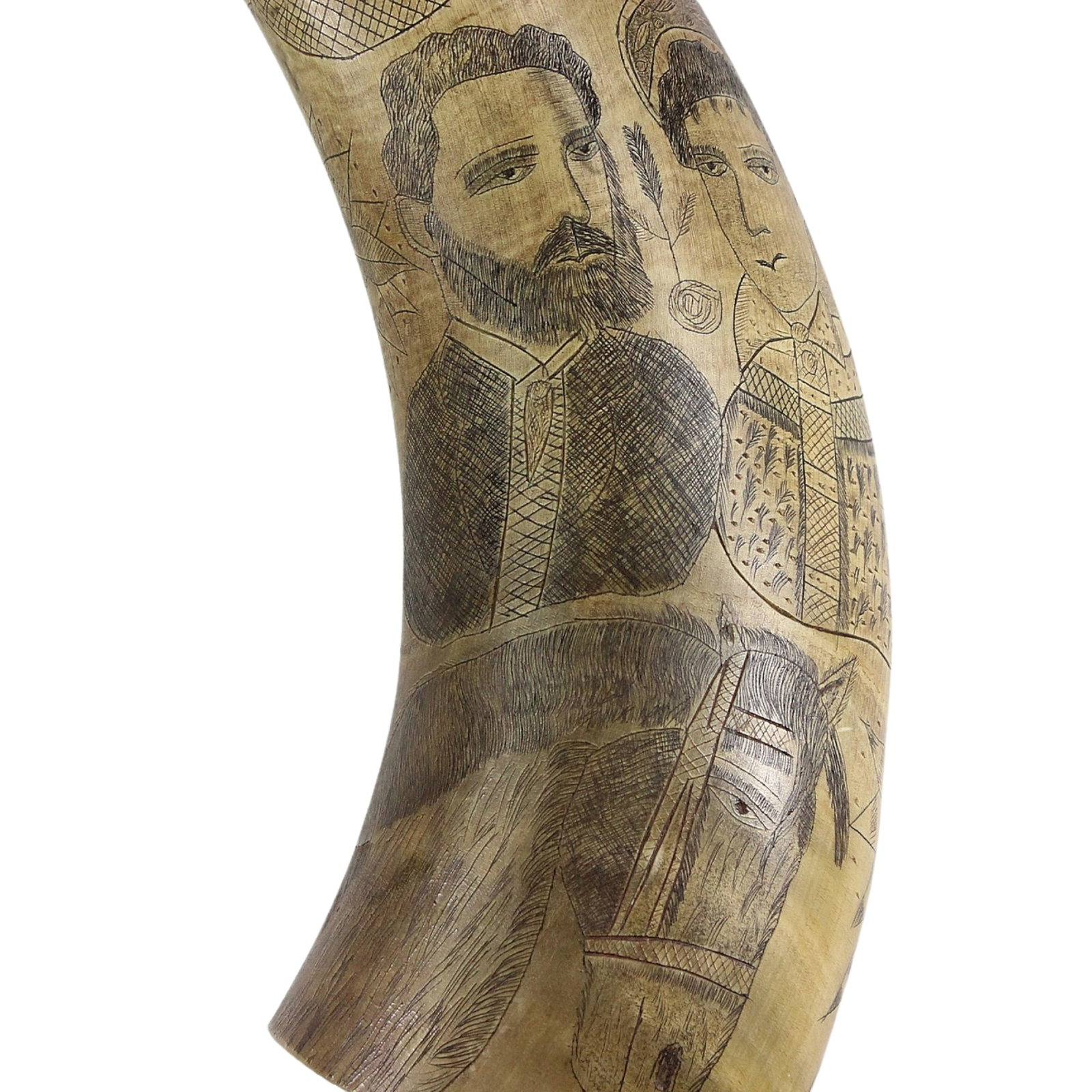 Ned Kelly 'Scrimshaw' on Horn circa 1880 reputedly scribed by George King: George King was Ned Kelly's American stepfather. An important piece of Australiana Size Tip to Tip 45cm Medium Natural History, Fossils & Minerals Literature It's probably because of Australia's