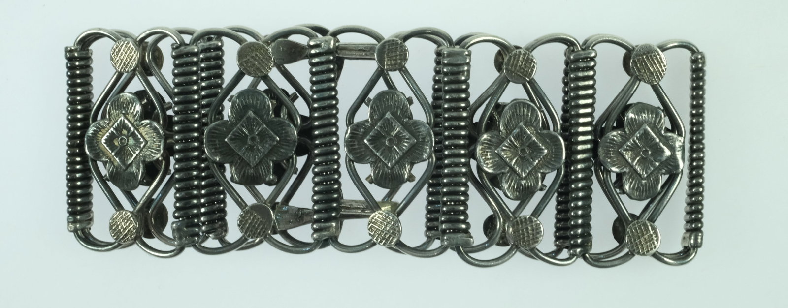 Vintage European (800) Silver Floral Panel Belt with Deer Buckle & matching Bracelet (2 items) - 6