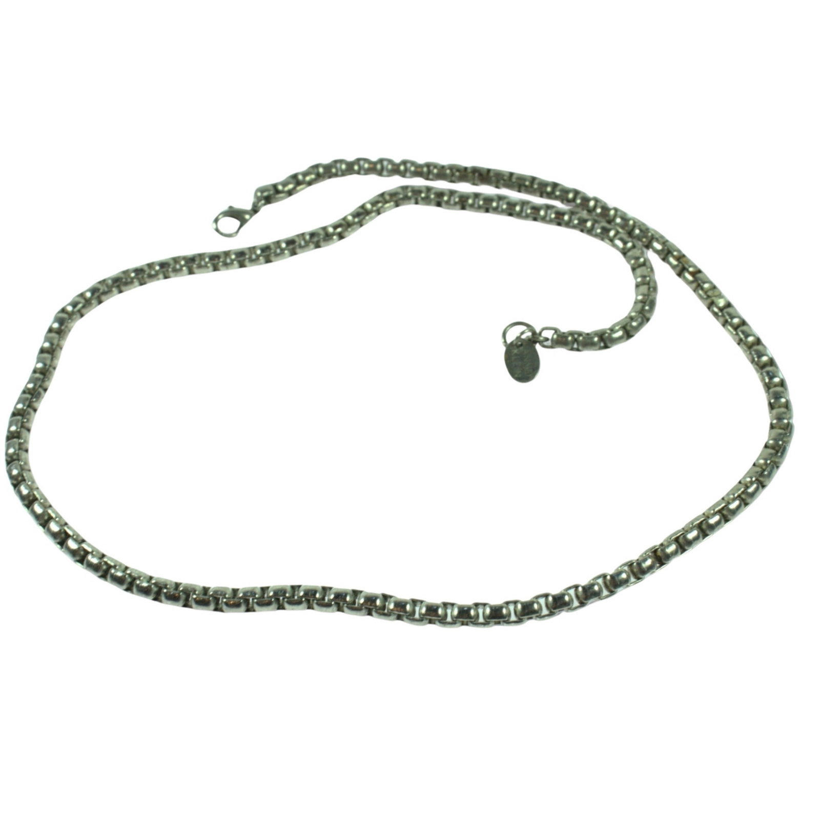 Heavy Costume Box Chain Necklace: Chrome finish Size Open length 62cms Medium Necklaces & Pendants