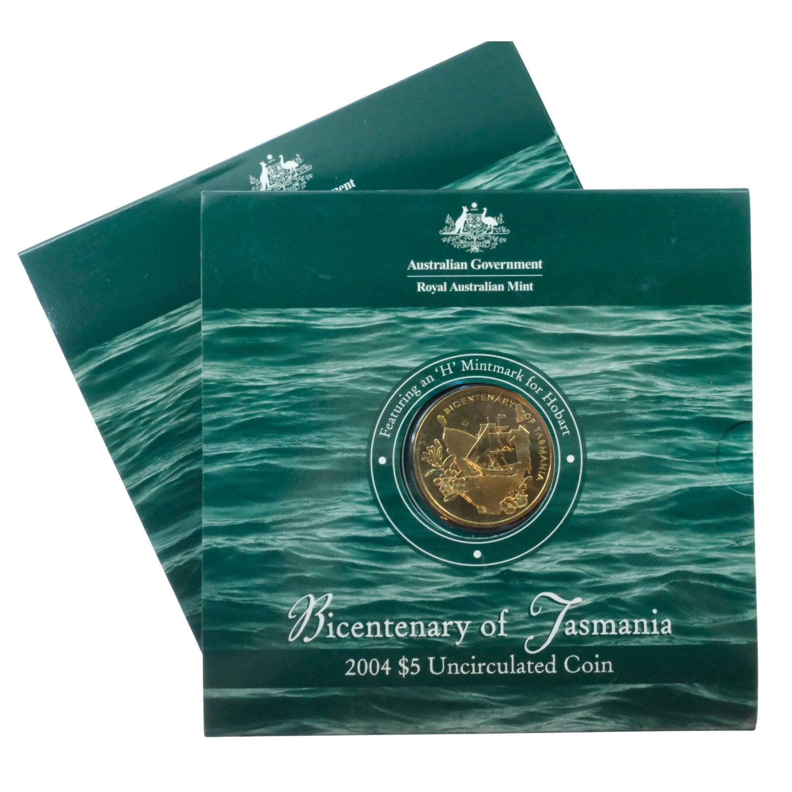 Australia 2004 'Tasmania Bi-Centenary' Al-Br $5's Uncirculated (2 Coins): Card of issue Medium Coins, Monies & Stamps Exhibited Coins, Australia & New Zealand