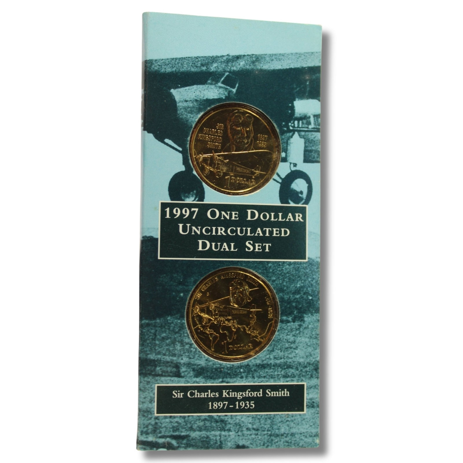 Australia 1997 'Sir Charles Kingsford-Smith' Dual Set Al-Br Dollars, Uncirculated (2 coins) (1 of 2)