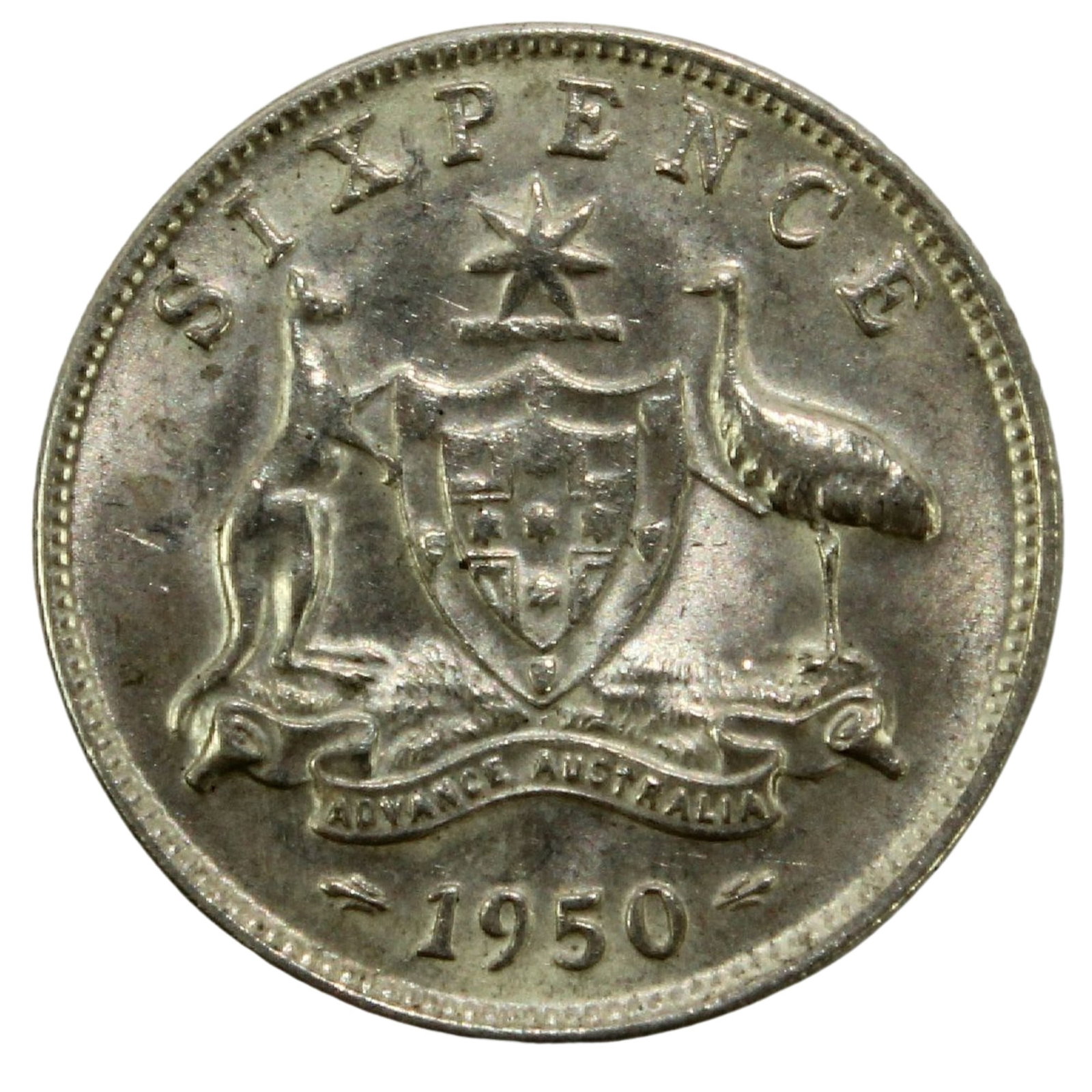 Australia 1950 Sixpence, Choice Uncirculated: George VI Medium Coins, Monies & Stamps Exhibited Coins, Australia & New Zealand