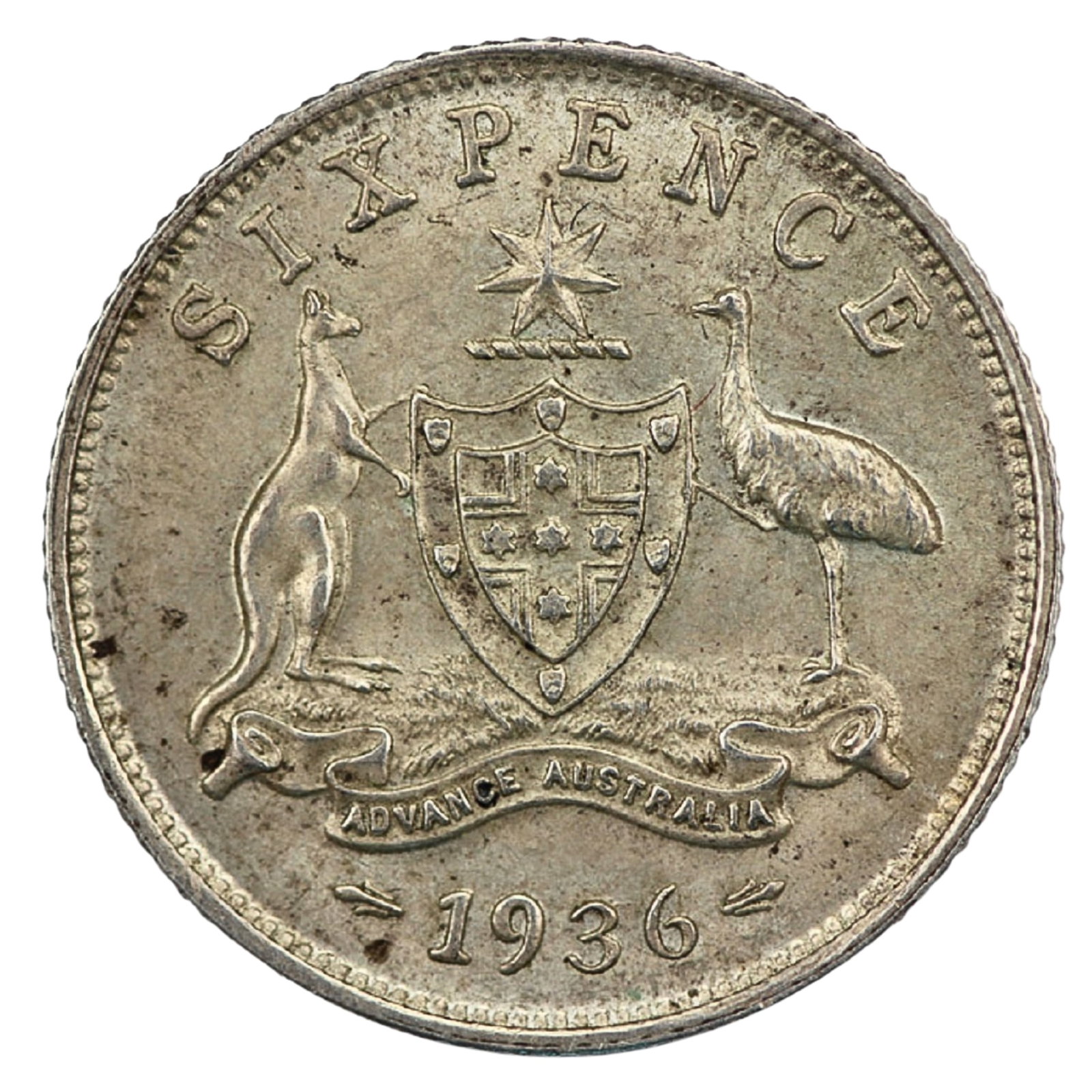 Australia 1936 Sixpence, Uncirculated: George V Medium Coins, Monies & Stamps Exhibited Coins, Australia & New Zealand