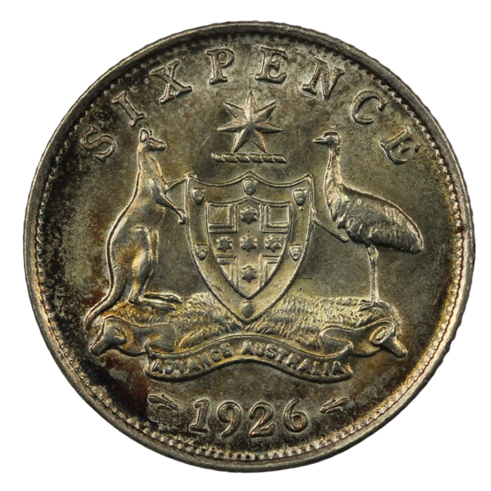 Australia 1926 'Serif on 2' Sixpence, virtually Uncirculated: A high grade for this scarce variety Medium Coins, Monies & Stamps Exhibited Coins, Australia & New Zealand