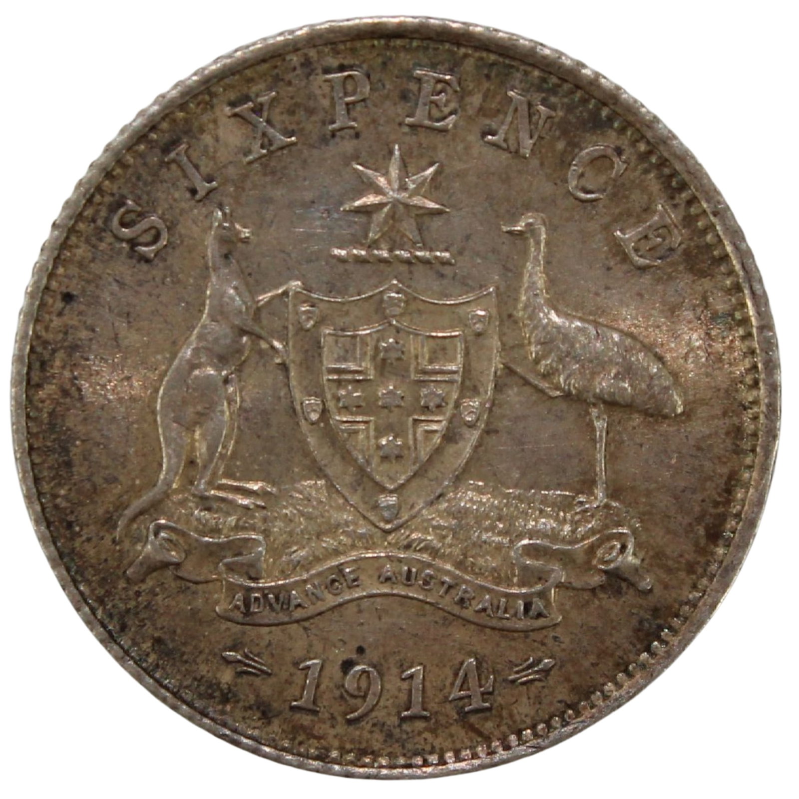 Australia 1914 Sixpence, near Gem Uncirculated: Key Date. In our opinion in MS64+ condition Condition Old World Tone Medium Coins, Monies & Stamps Exhibited Coins, Australia & New Zealand