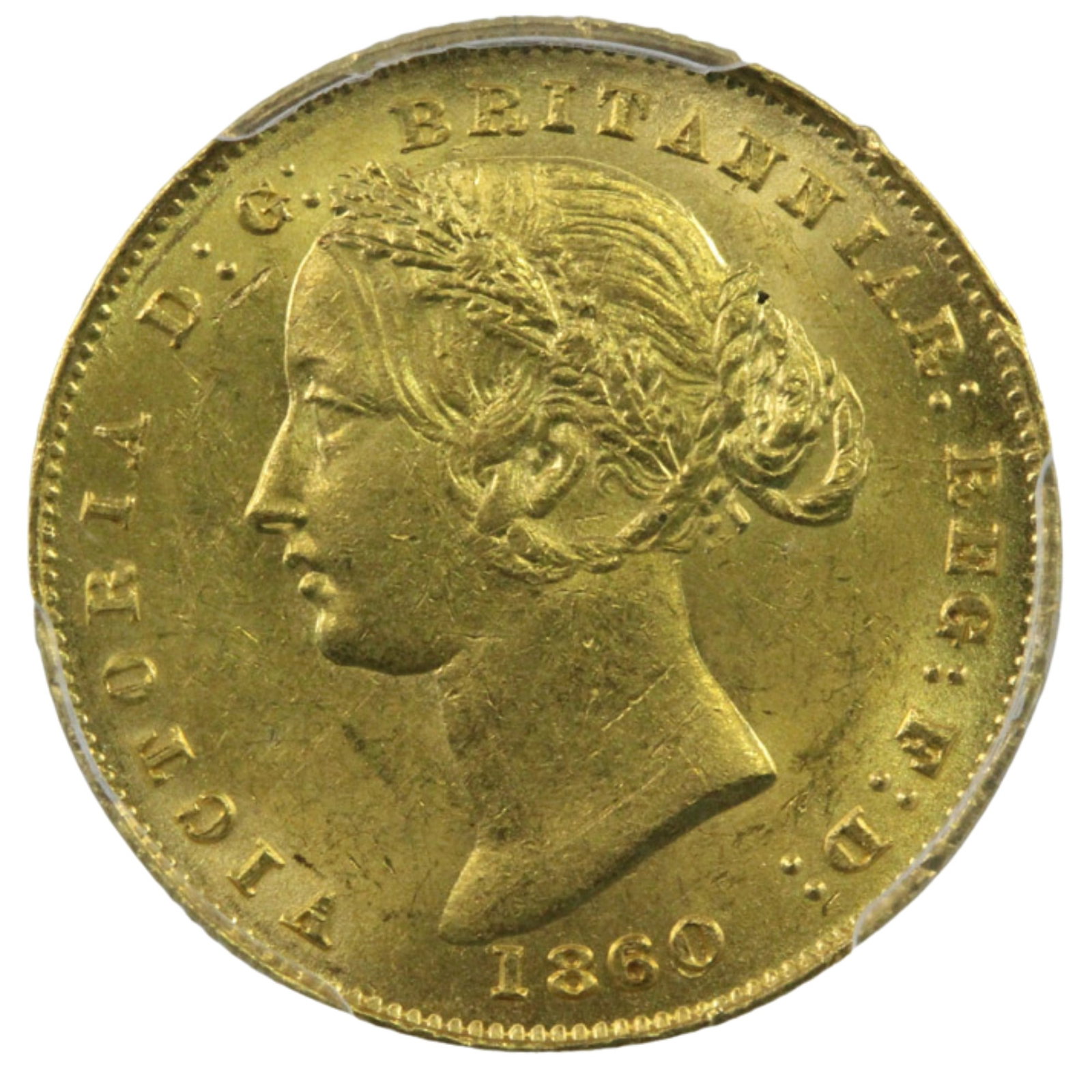 Australia 1860 / 1859 'Sydney Mint' Gold Sovereign, PCGS MS62 (1 of 3)