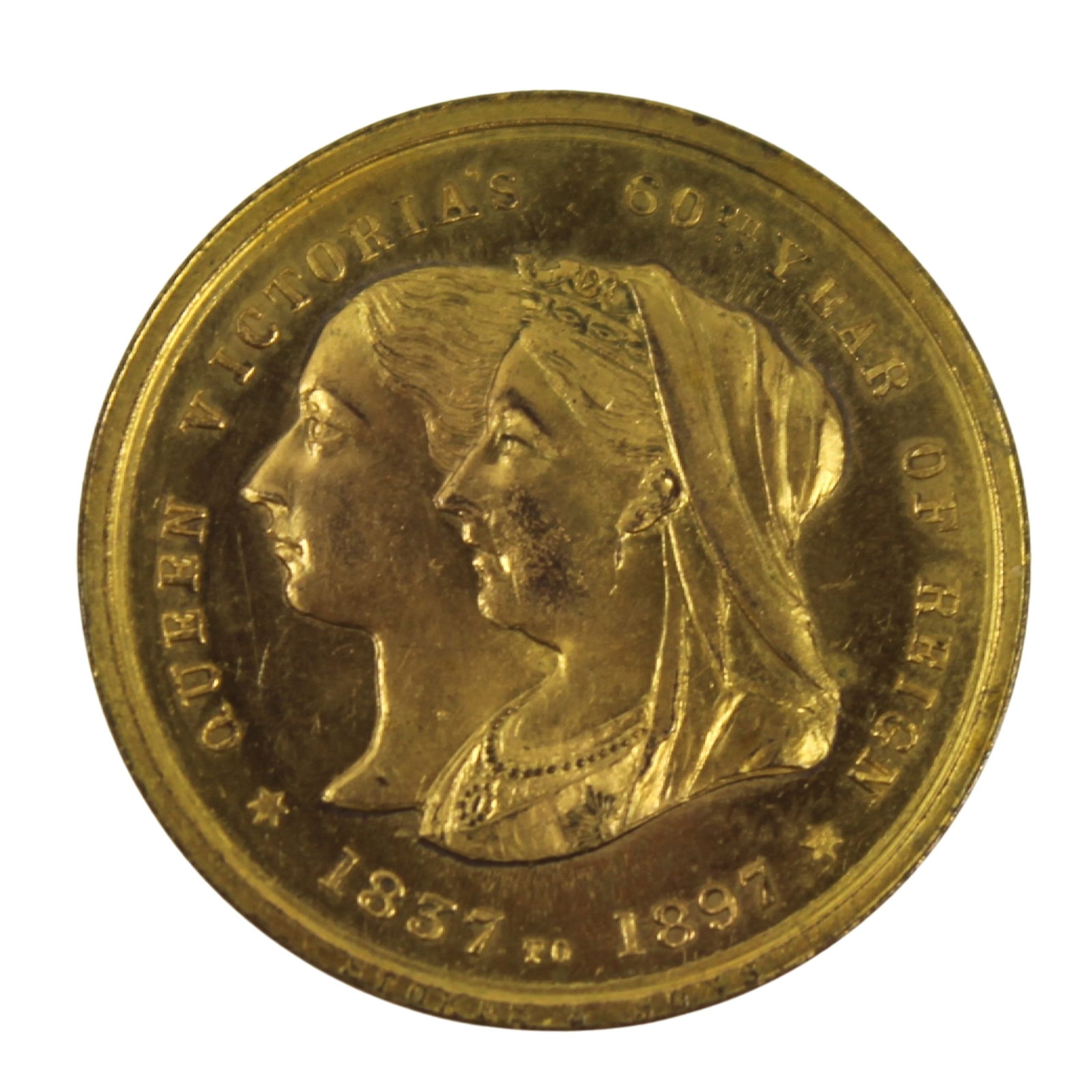 Australia 1897 City of Melbourne 'Victoria Diamond Jubilee' Gilt Bronze Medalet, Choice Uncirc (1 of 2)