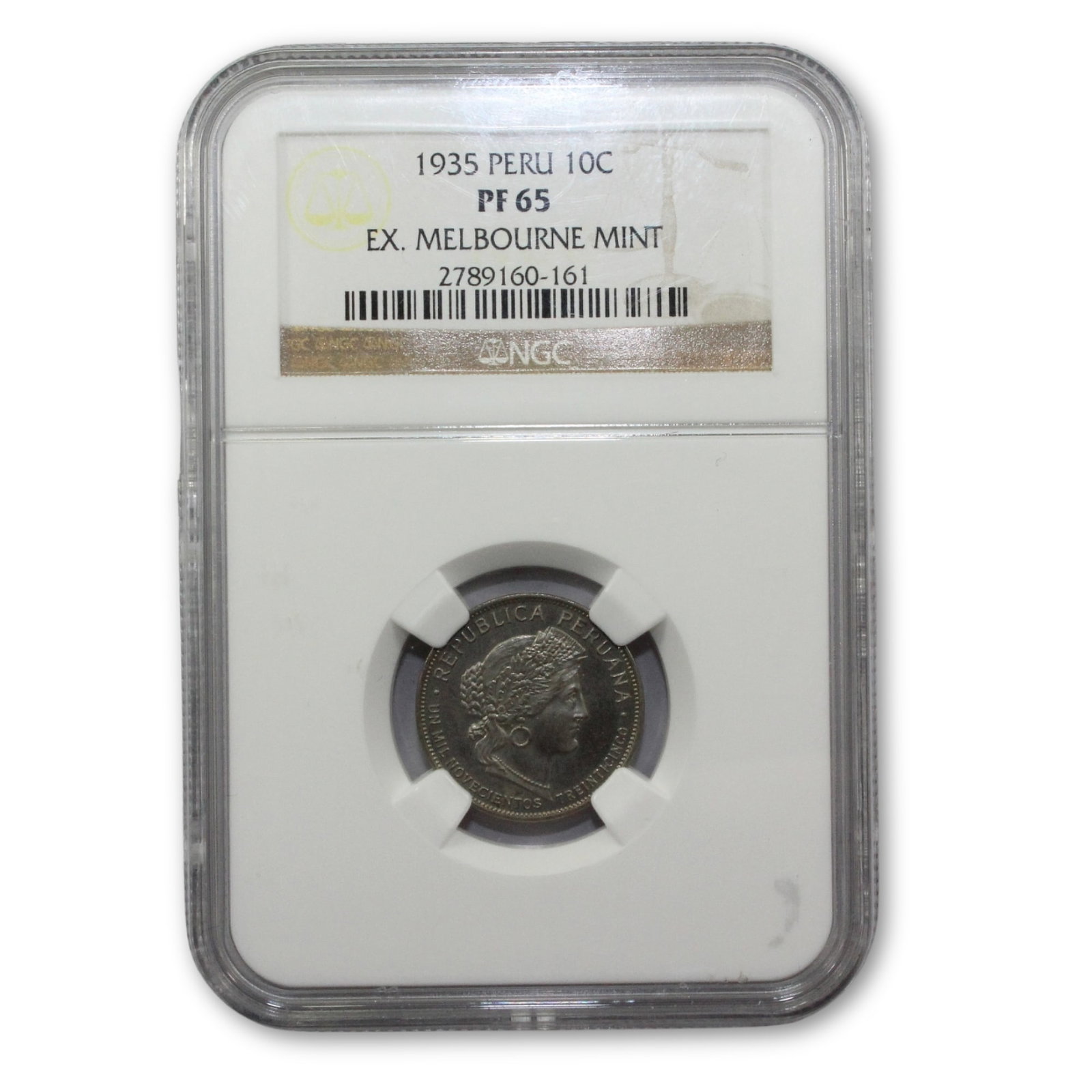 Peru 1935 Proof Record 10 Centavos, NGC PF65 (Pop 1) (1 of 3)