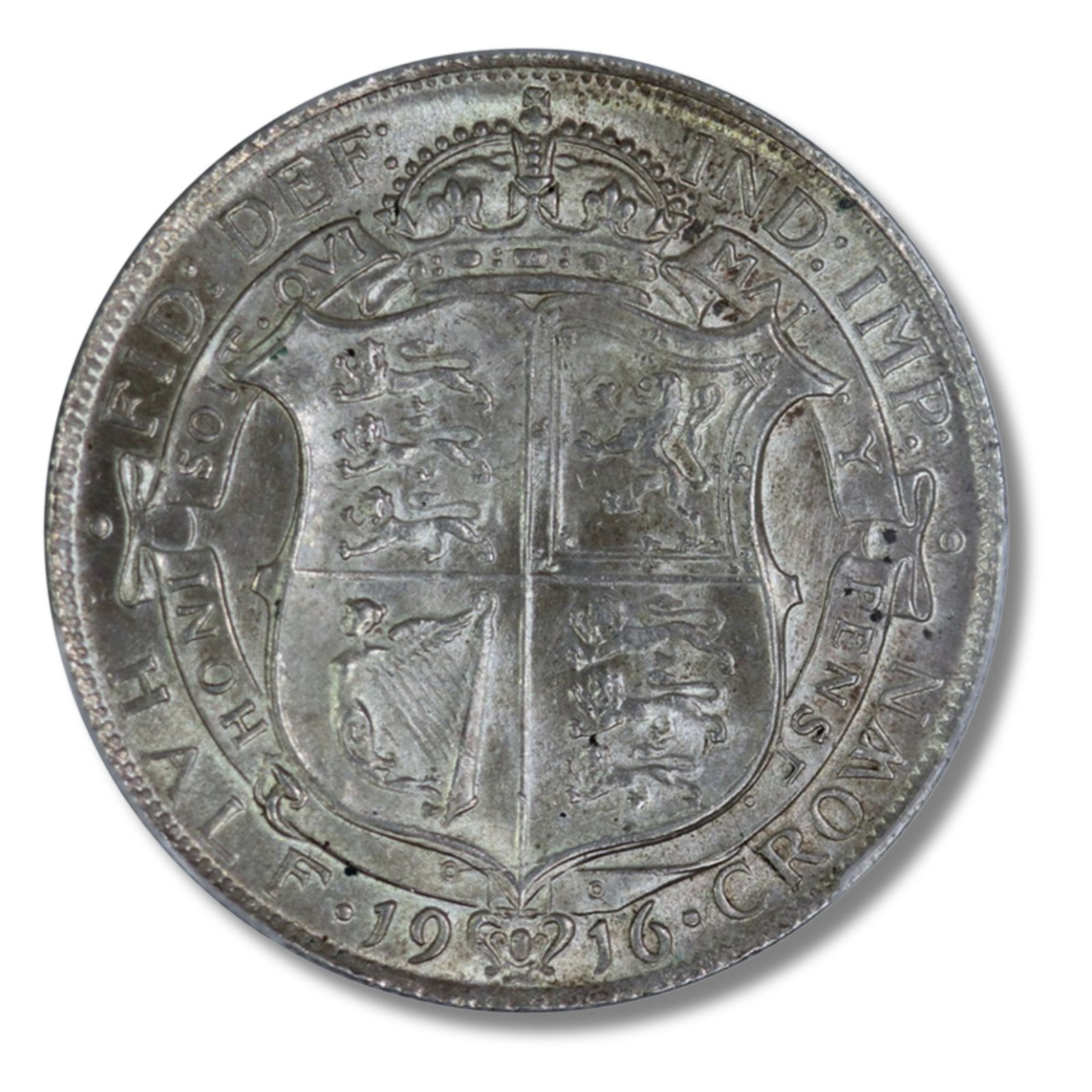 Great Britain George V 1916 Half Crown, PCGS MS63: Looks much better than grade suggests Size ASW 0.4204 Troy oz Medium Coins, Monies & Stamps Exhibited World Coins