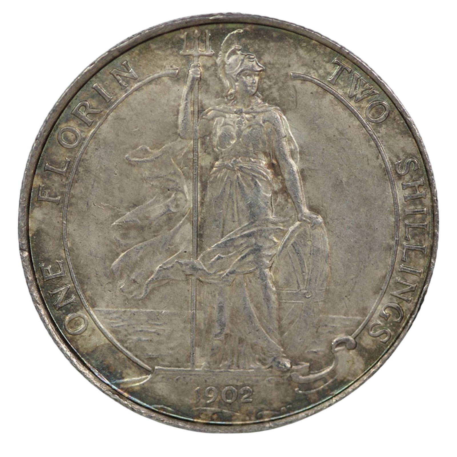 Great Britain 1902 Florin Choice, Uncirculated with pleasing toning: First Date of Edward VII Medium Coins, Monies & Stamps