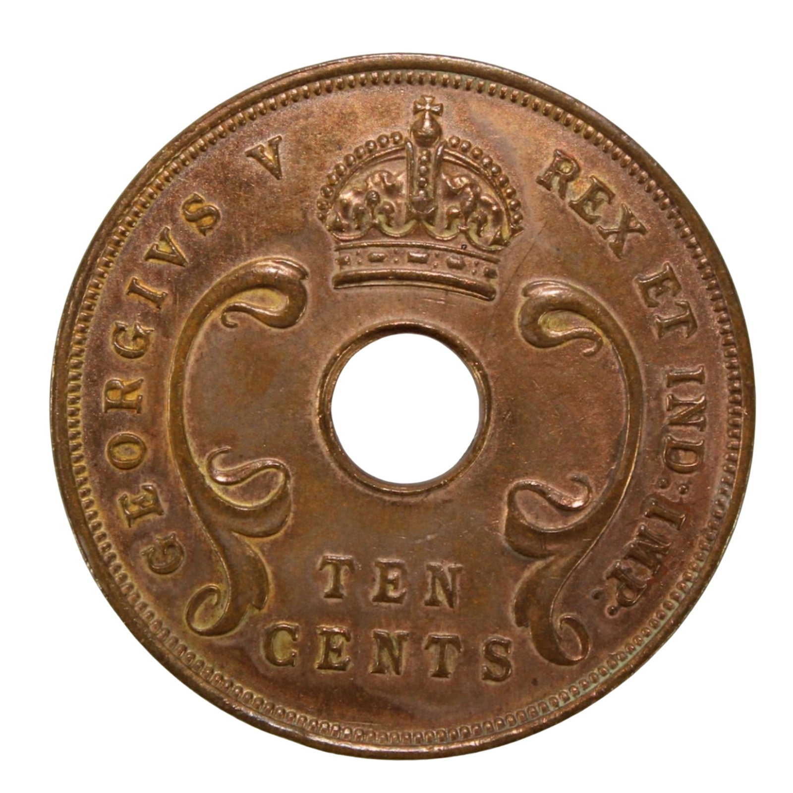 East Africa (British) 1928 (L) Ten Cents, Choice Uncirculated: Highest graded NGC MS62 BN & PCGS AU50 Condition Red & Brown Medium Coins, Monies & Stamps
