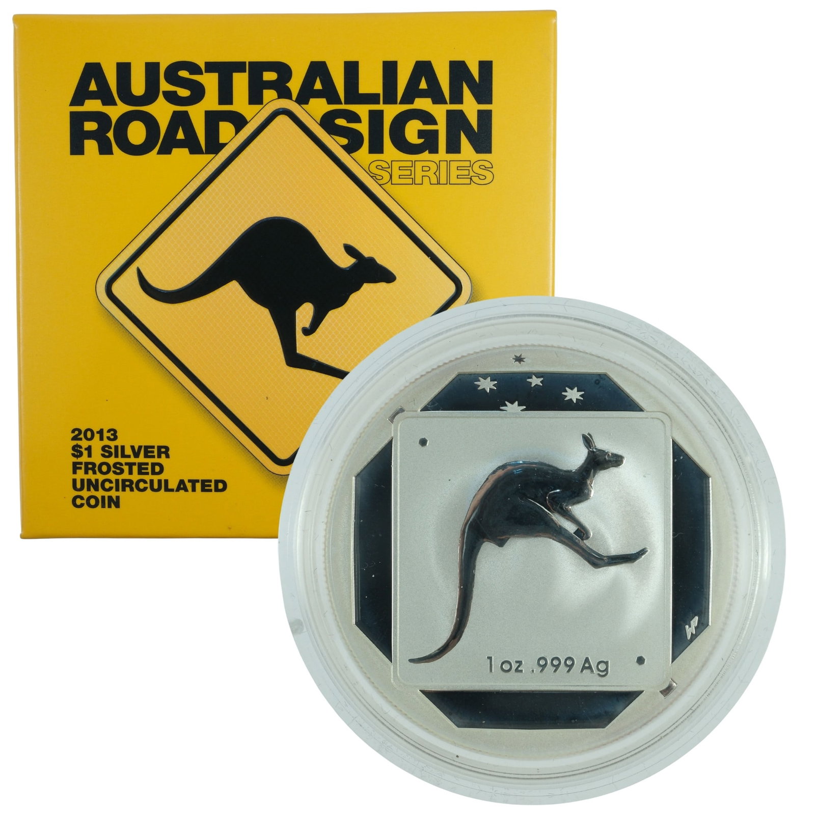 Australia 2013 'Kangaroo Road Sign' Silver (999) $1, Unc (1 of 4)