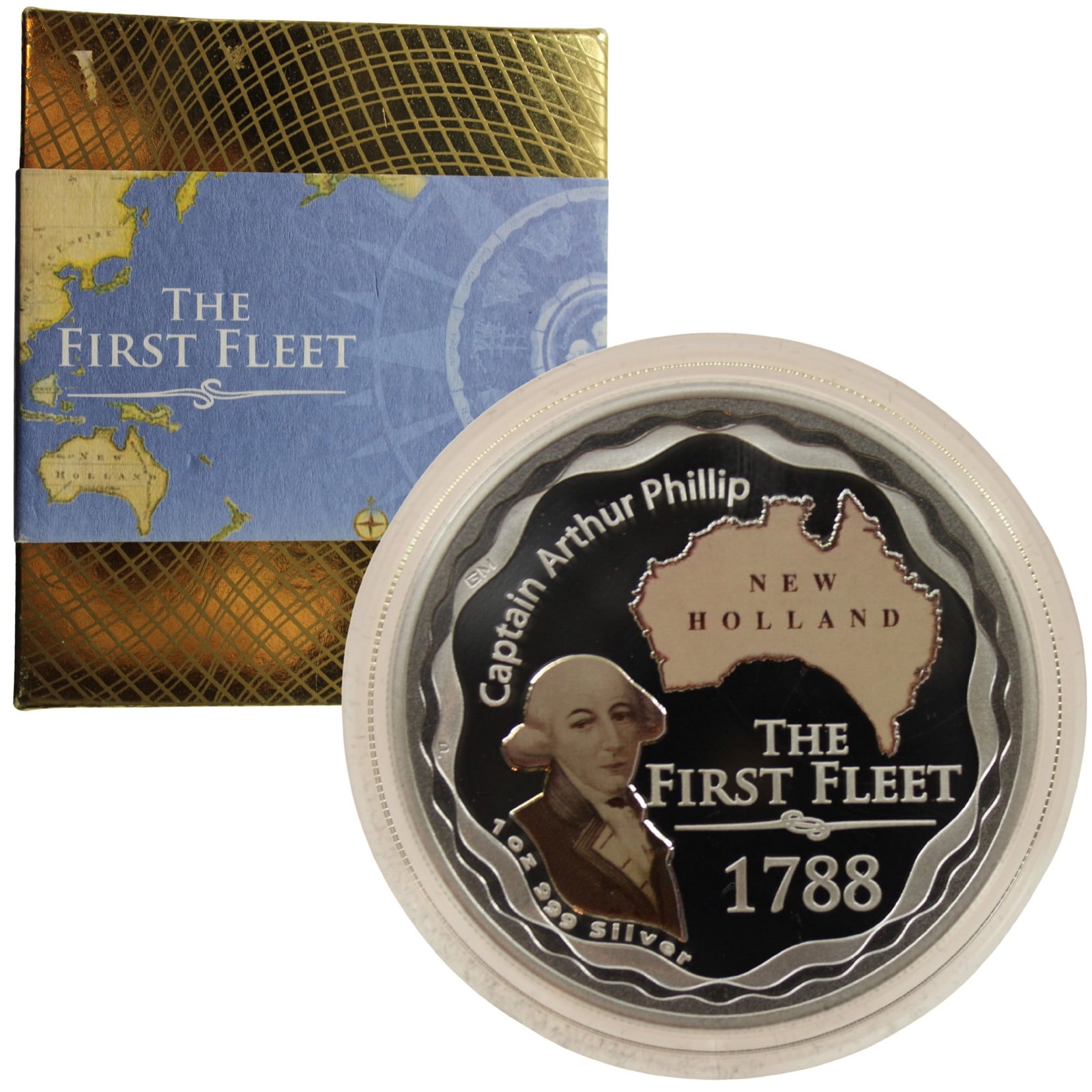 Australia 2008 'First Fleet' Coloured Silver (999) $1, FDC (1 of 3)
