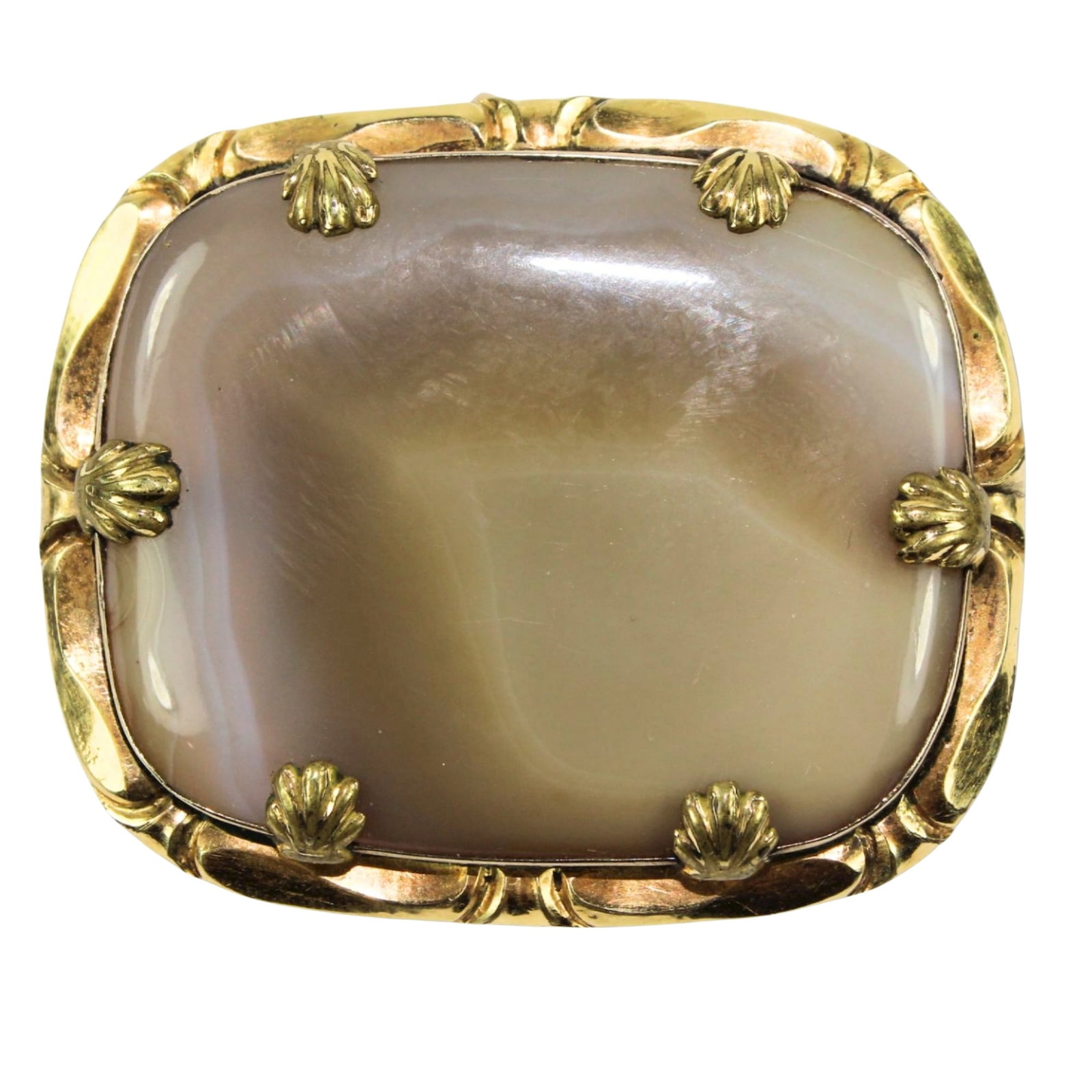Antique Banded Agate Brooch with 14ct Yellow Gold Surround (1 of 2)