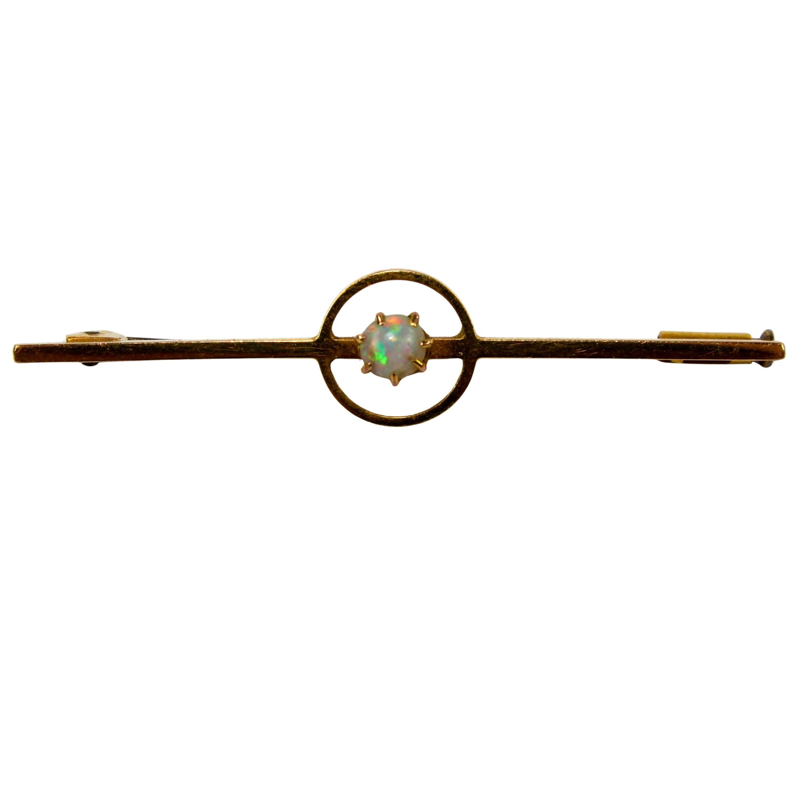 Vintage Pin Brooch in 15ct Yellow Gold set with small Opal (1 of 2)