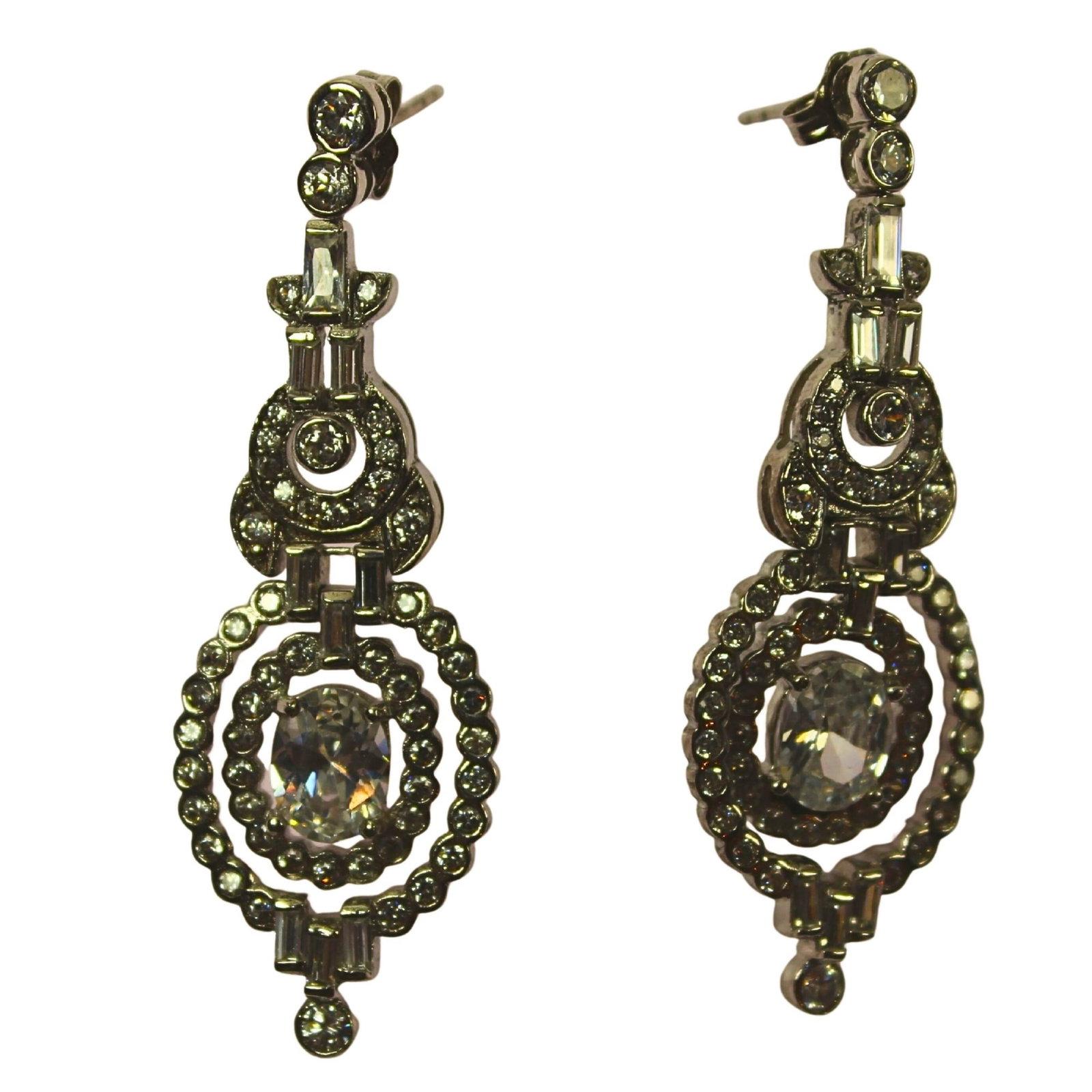 Exquisite Crystal Costume Earrings in Sterling (925) Silver (Pair) (1 of 2)