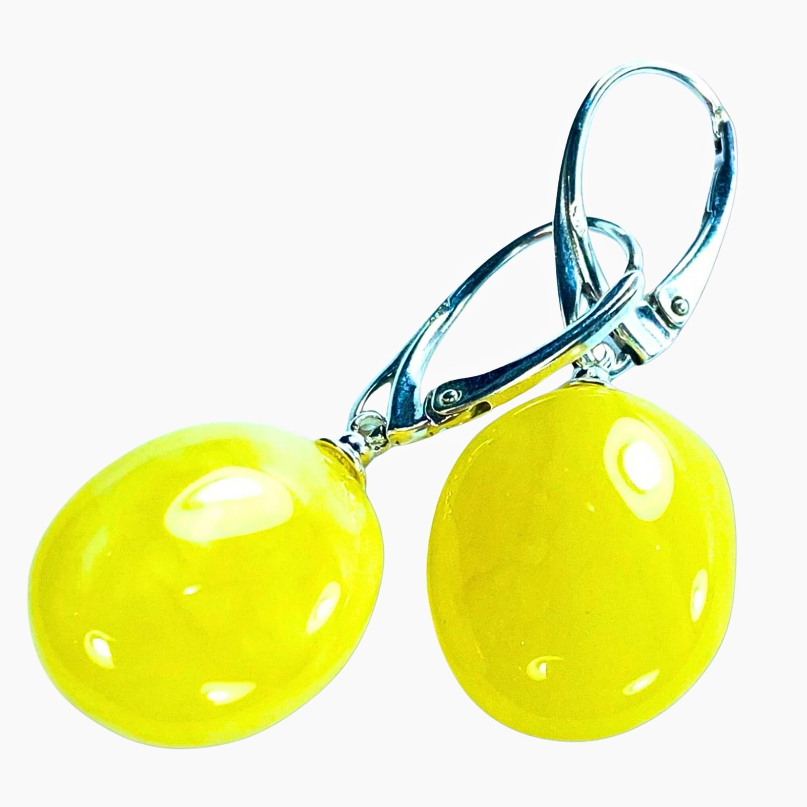 Sterling (925) Silver Amber Drop Earrings: . Size Hangs 3.5cm Medium Earrings Exhibited Amber