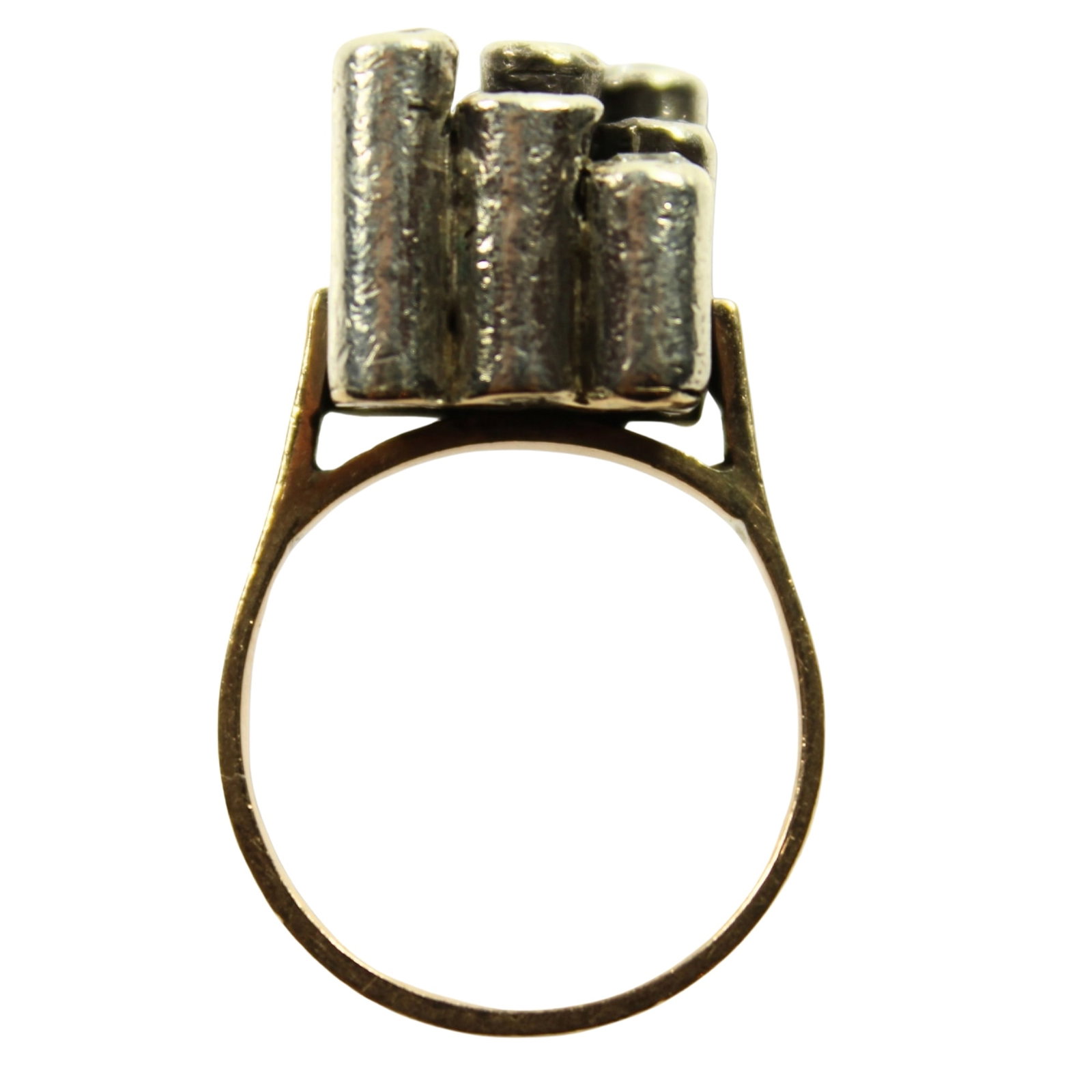 Modern Silver-set Diamond & Blue Sapphire Ring in 10ct Yellow Gold (1 of 4)