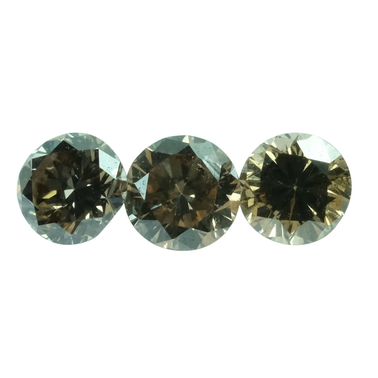 Round-cut Fancy Deep Champagne Diamonds (3 items): Collectable Size Total 0.40 Carats Medium Loose Stones & Beads Exhibited Diamonds