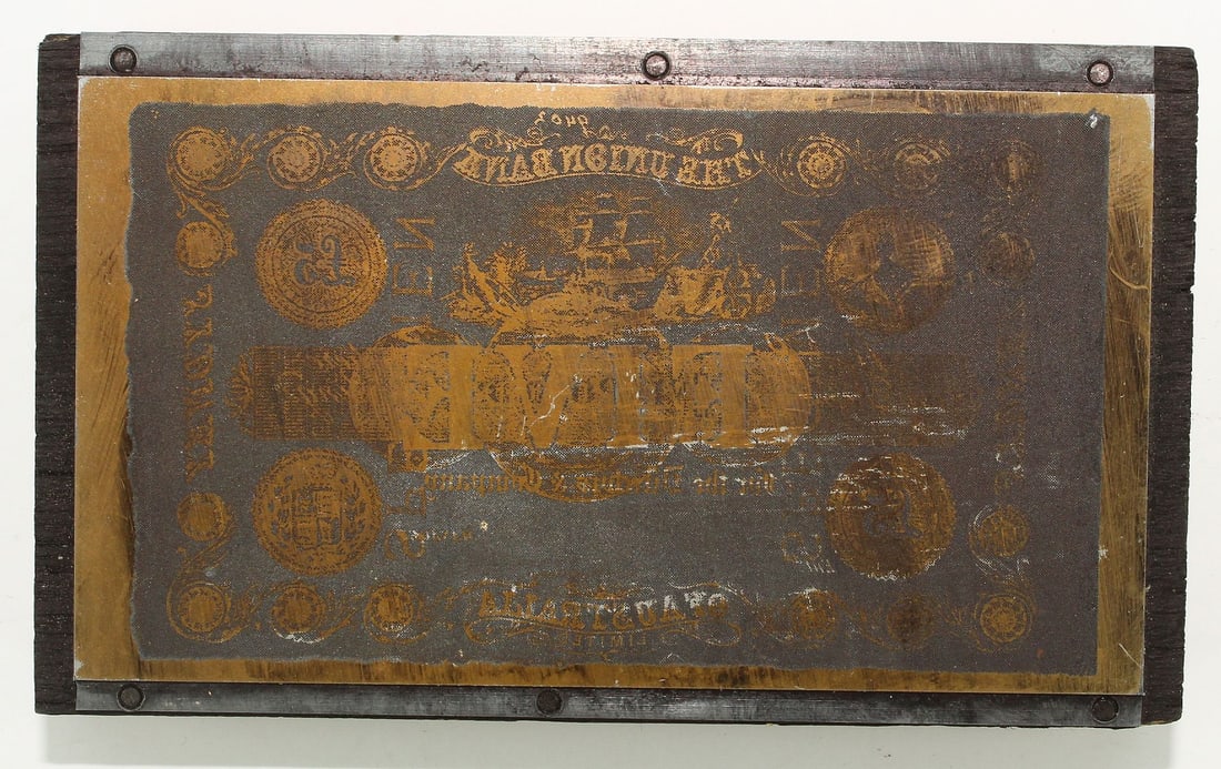 Union Bank of Australia 1880 - 1905 £5 (Sydney) Miniature Printing Plate c.1973-4 - 2