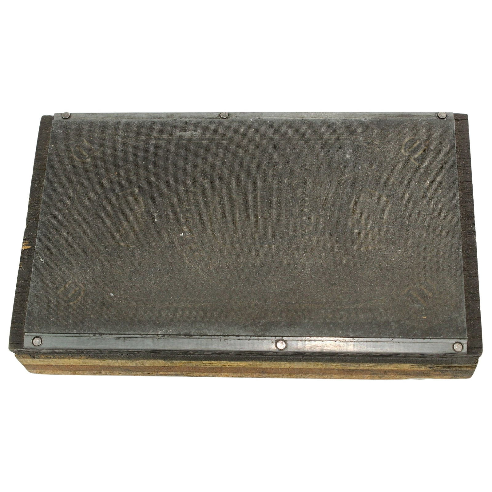National Bank of Australasia 1880 - 1910 £10 Miniature Printing Plate (Reverse) c.1973-4: Unique. In the early 1970s the iconic Australian company 'White Wings' commissioned miniature printing plates to produce a small size replicas of Australian Pre-Federation Banknotes, which were given