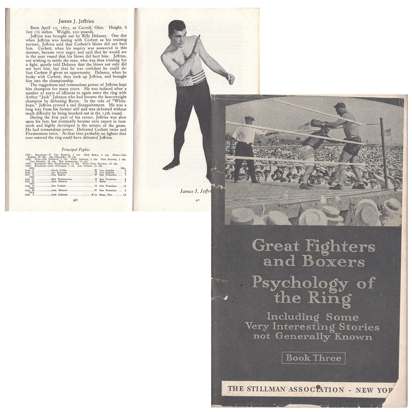 'Great Fighters and Boxers - Psychology of the Ring - Book Three': This 1923 edition has an entry on Jack Johnson. Condition Used Medium Memorabilia Exhibited Sports, Boxing