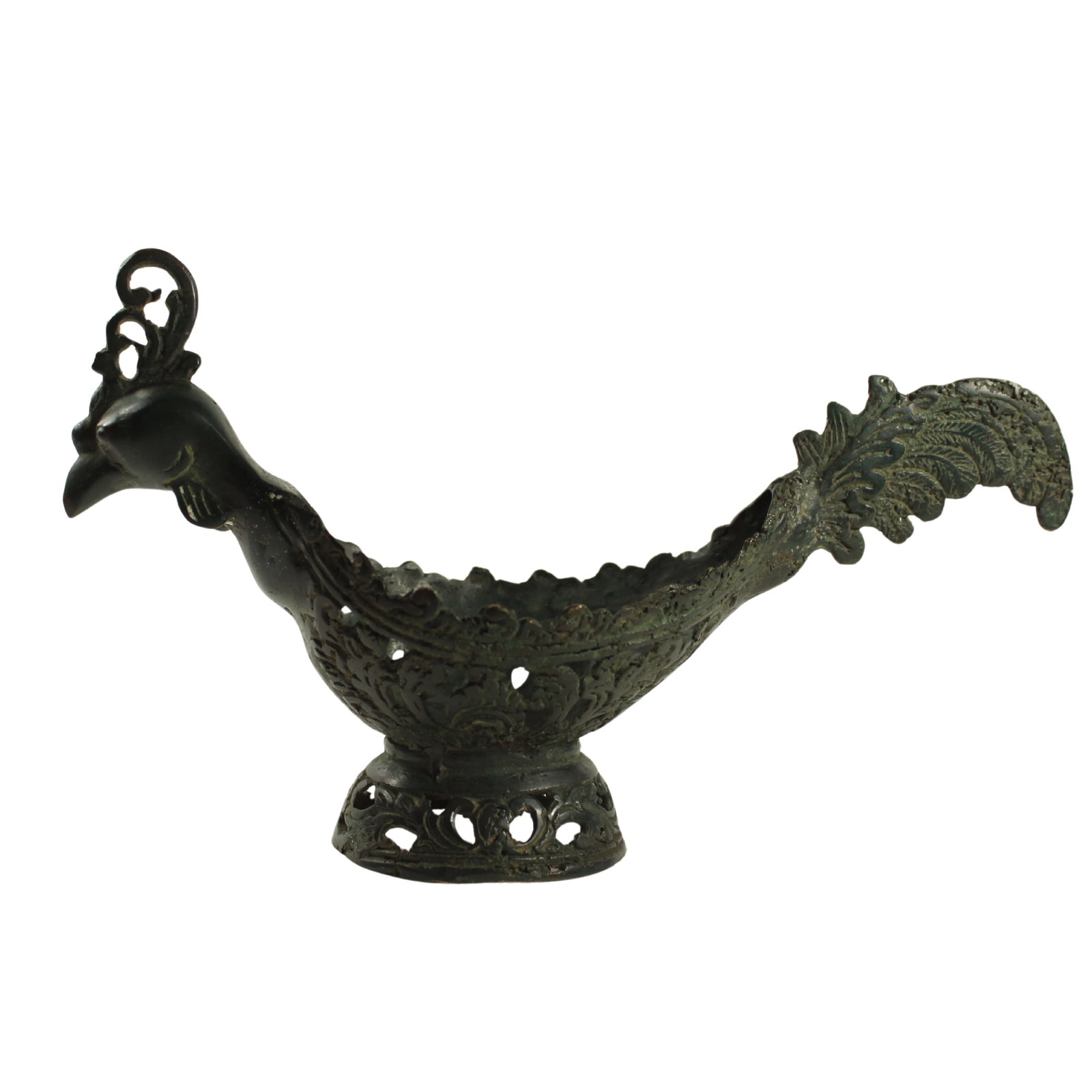 Asian Bronze Bird-shaped Basket: . Size Length 18.5cm : Height 11cm Medium Decor & Accessories Exhibited Metalware, Bronze