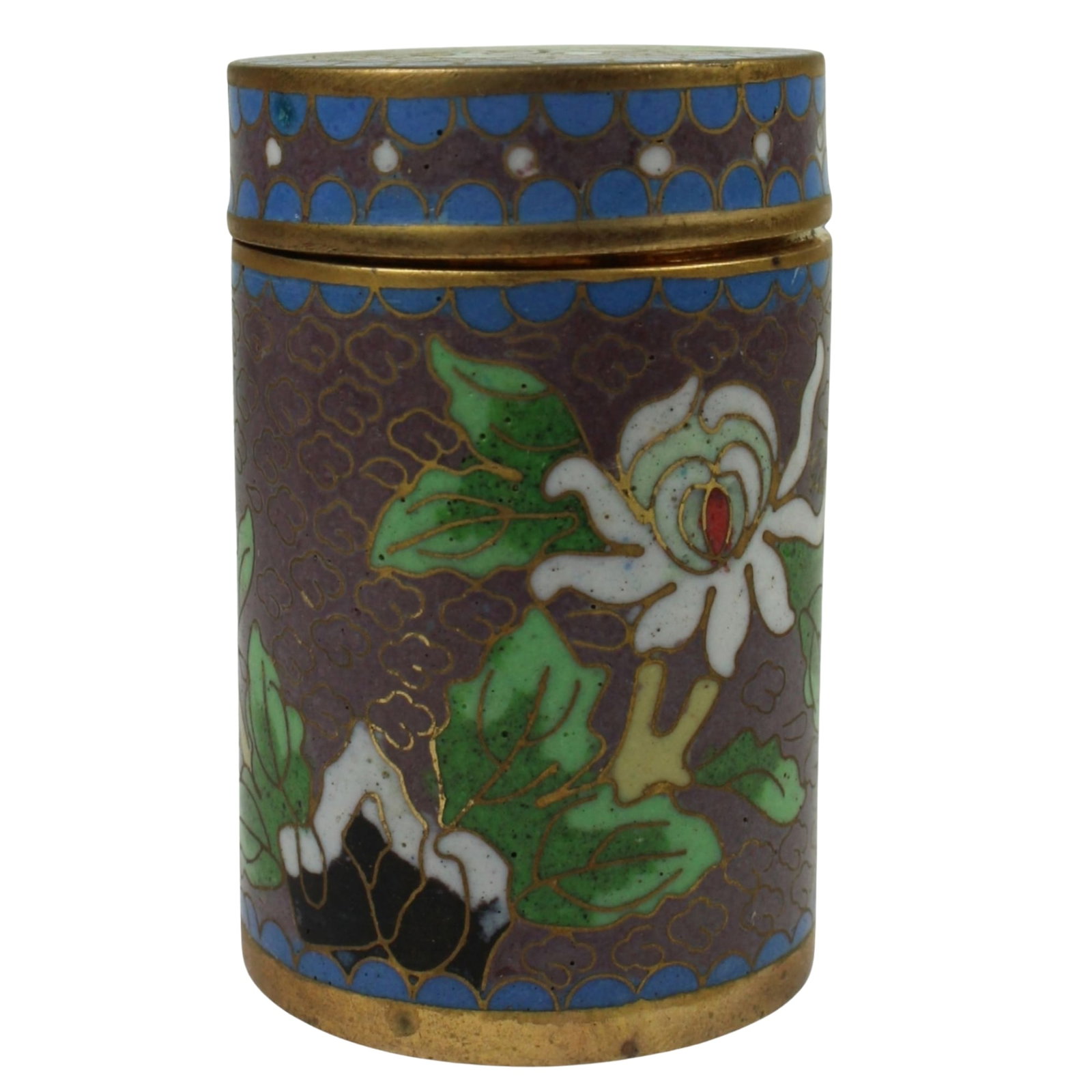 Small Chinese Cylindrical Cloisonne Canister: . Size Stands 6cms Medium Chinese Exhibited Vases