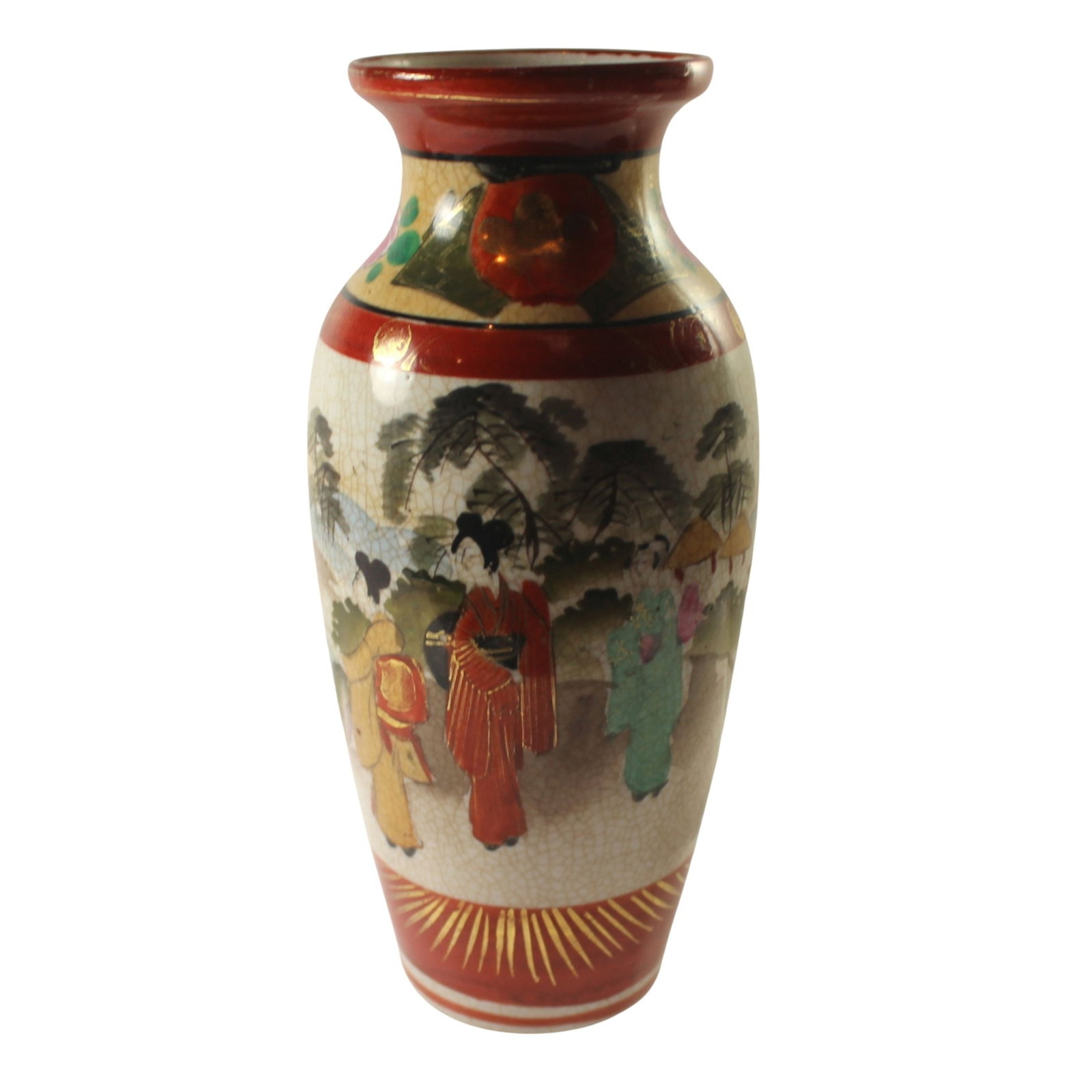 Vintage Kutani Hand-painted Vase (1 of 4)