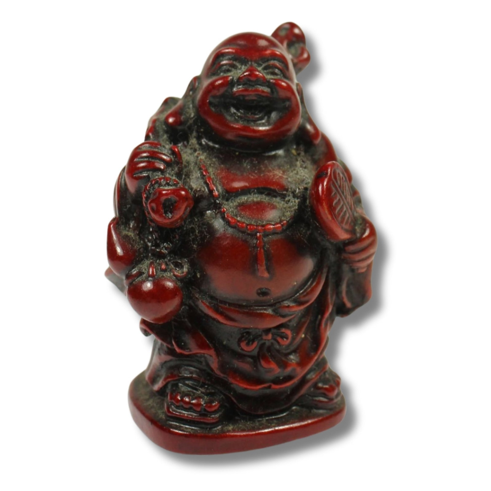 Buddha Statuette in Red finished Resin: . Size Stands 5cms Medium Chinese Exhibited Statues, Buddha