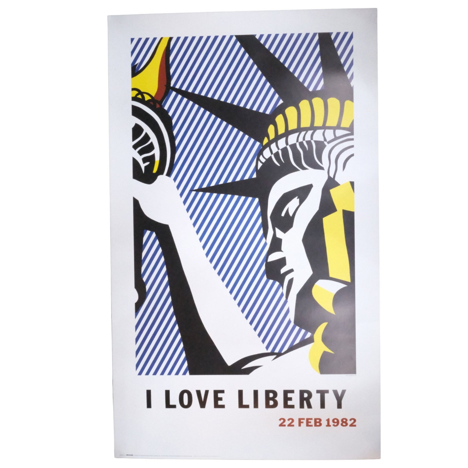 Roy Lichtenstein (1923-1997) design Poster, I Love Liberty 22 Feb 1982, near Mint: Printed by 'People for the American Way' Project Medium Collectables