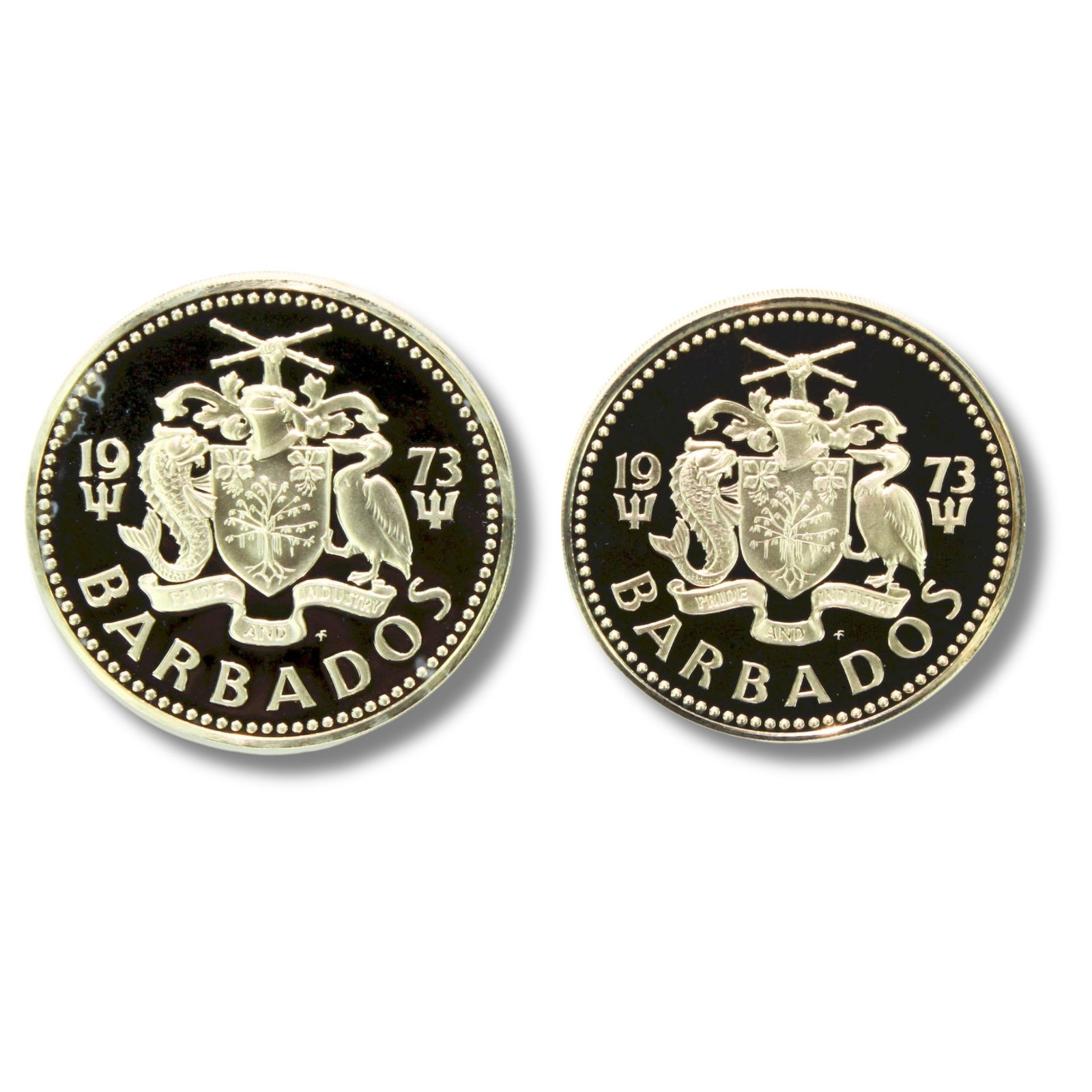 Barbados 1973 Proof Silver $5 & $10, near FDC: Includes Silver (800) $5 & (925) $10 Size ASW 1.927 Troy oz Medium Collectables