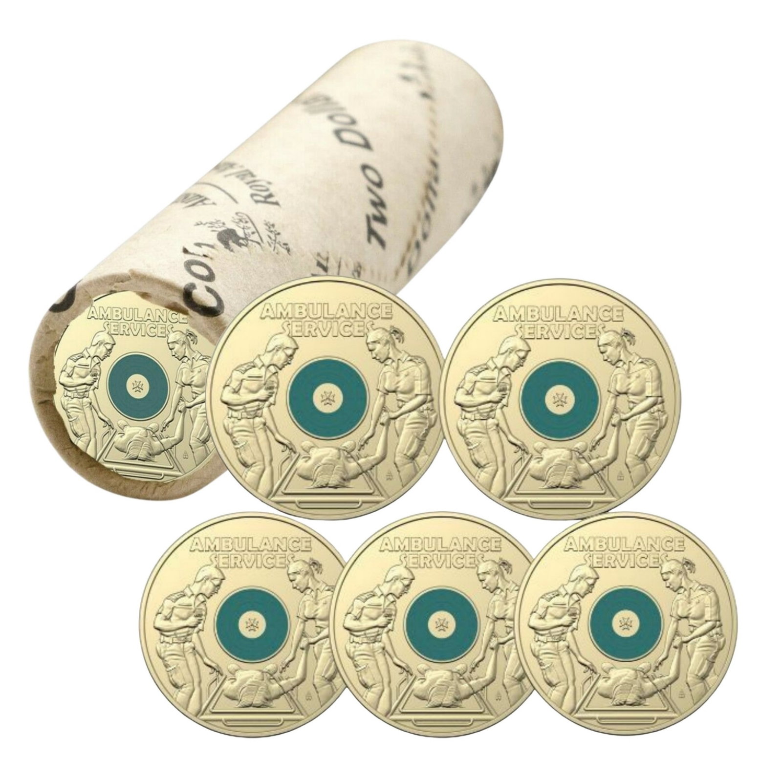 Australia 2021 'Ambulance Workers' Coloured Al-Br $2, Uncirculated (25 coins): RAM Roll Medium Collectables Exhibited Coins, Australia & New Zealand