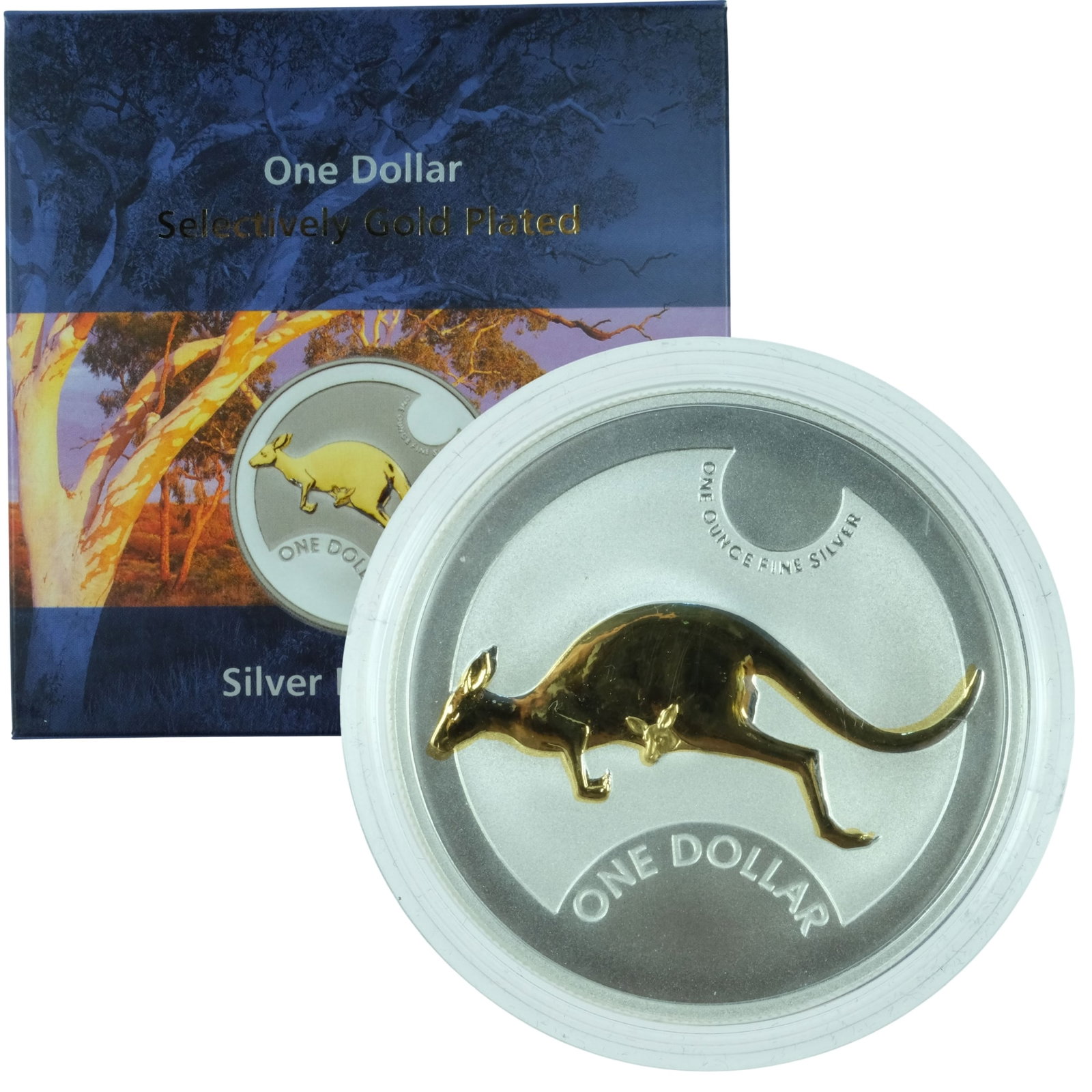 Australia 2006 'Kangaroo' Selectively gold Plated Silver (999) $1, FDC: Cert #2357/7500 Size ASW Troy oz Medium Collectables Exhibited Coins, Australia & New Zealand