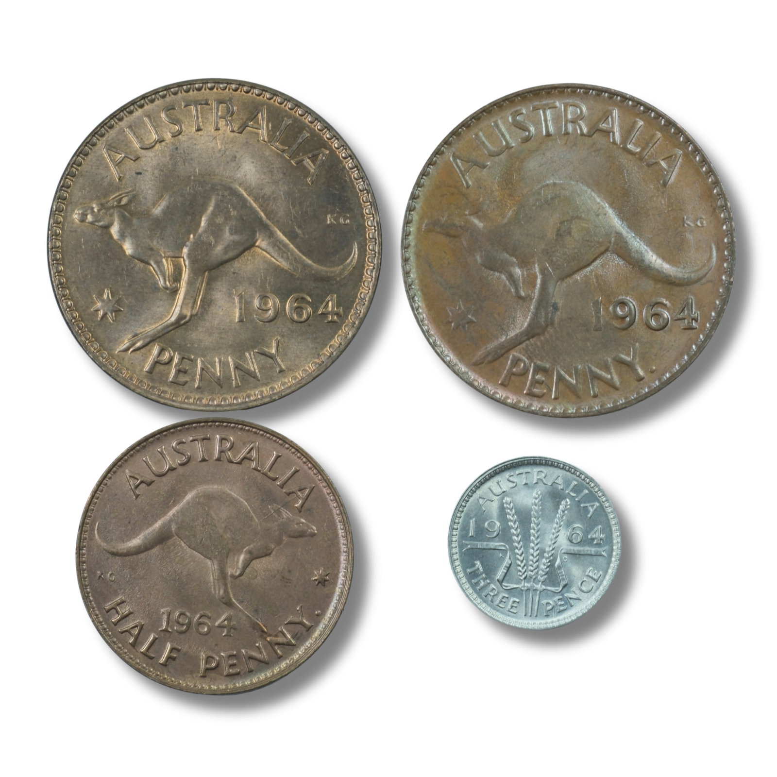 Australia 1964 Copper & Silver (500) Year Set, Choice Uncirculated (4 coins) (1 of 2)