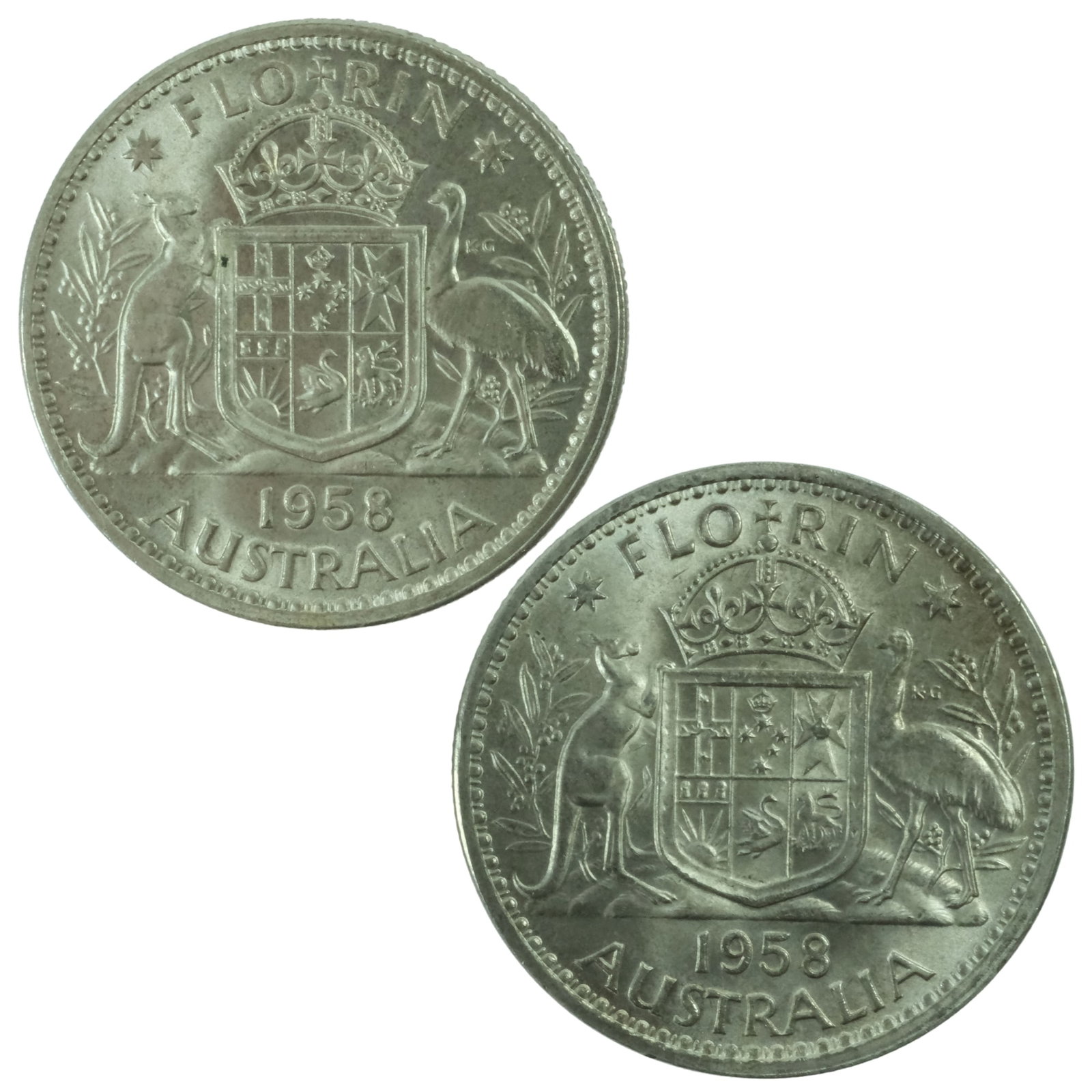 Australia 1958 Florins, Choice Uncirculated (2 coins) (1 of 2)