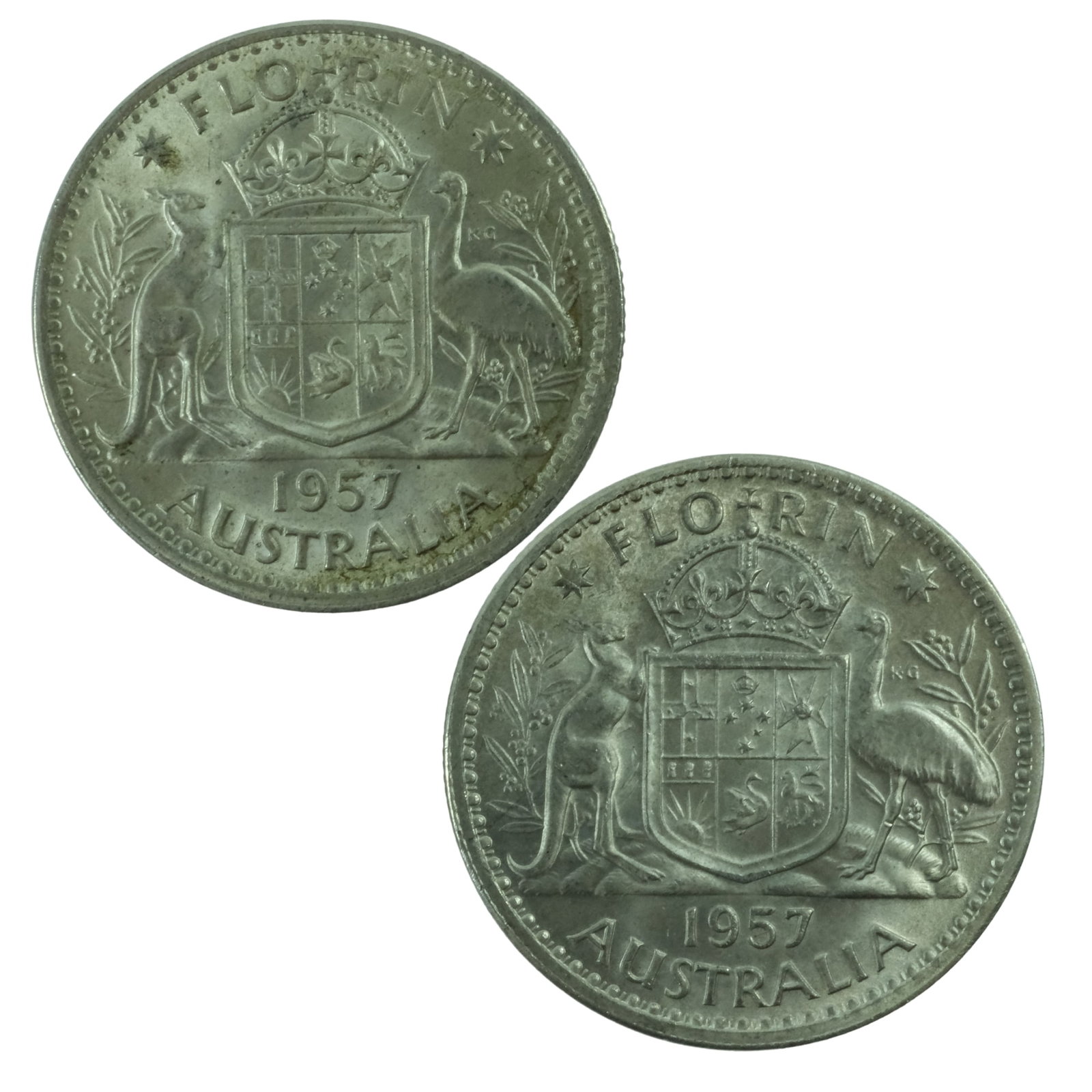 Australia 1957 Florins, Choice Uncirculated (2 coins) (1 of 2)