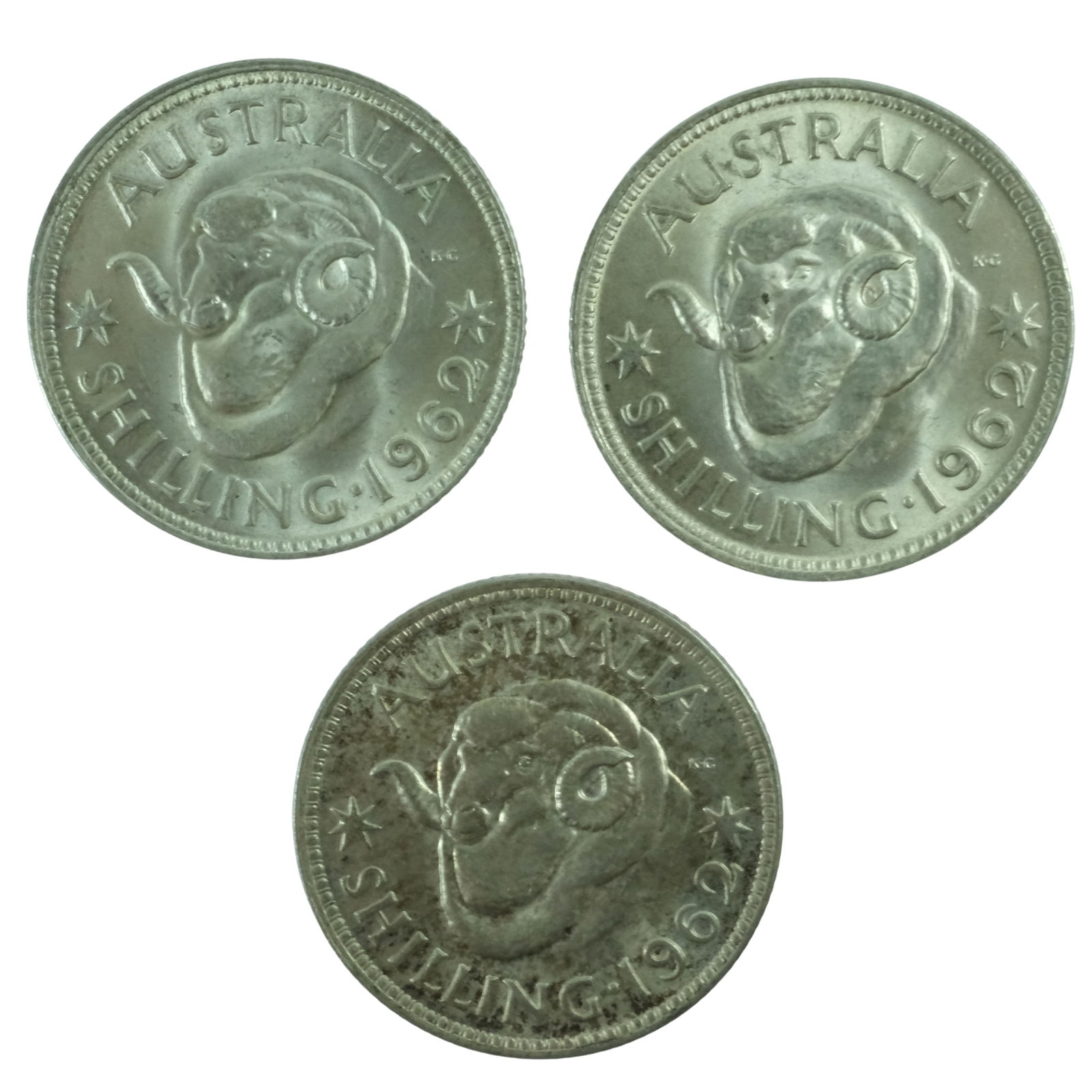Australia 1962 Shillings, Choice Uncirculated (3 coins) (1 of 2)