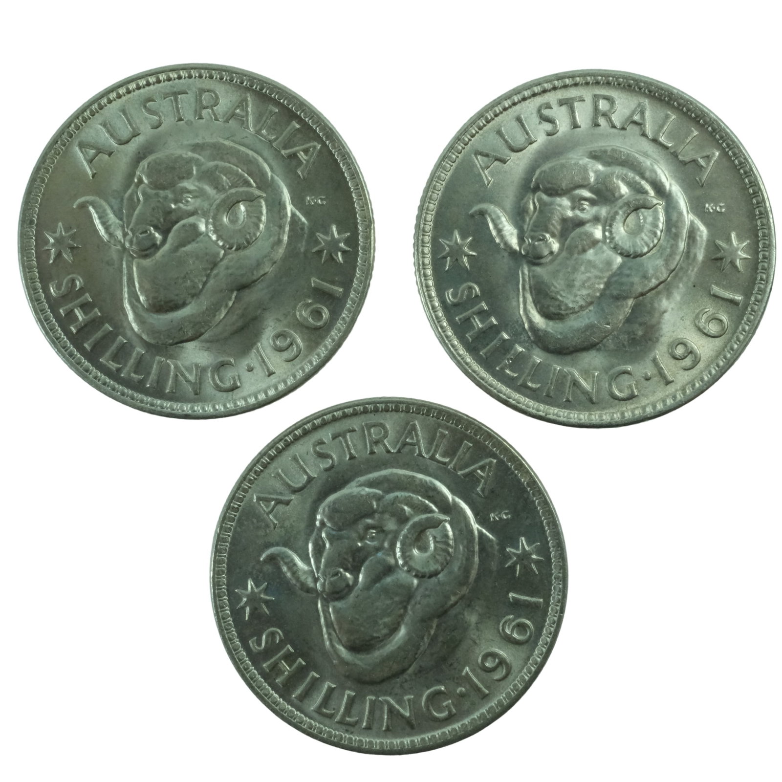 Australia 1961 Shillings, Choice Uncirculated (3 coins) (1 of 2)