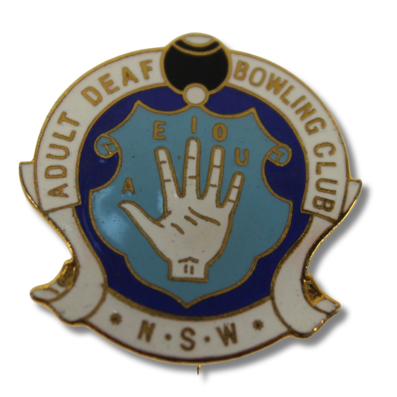 Australia N.S.W. Adult Deaf Bowling Club Badge: . Size 3.5x2cmns Medium Collectables