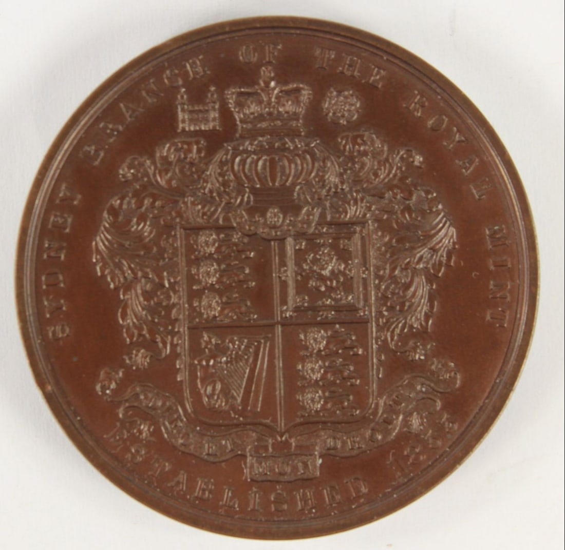 Australia 1855-dated Medal in Bronze for the Establishment of the Sydney Branch of the Royal Mint (1 of 2)