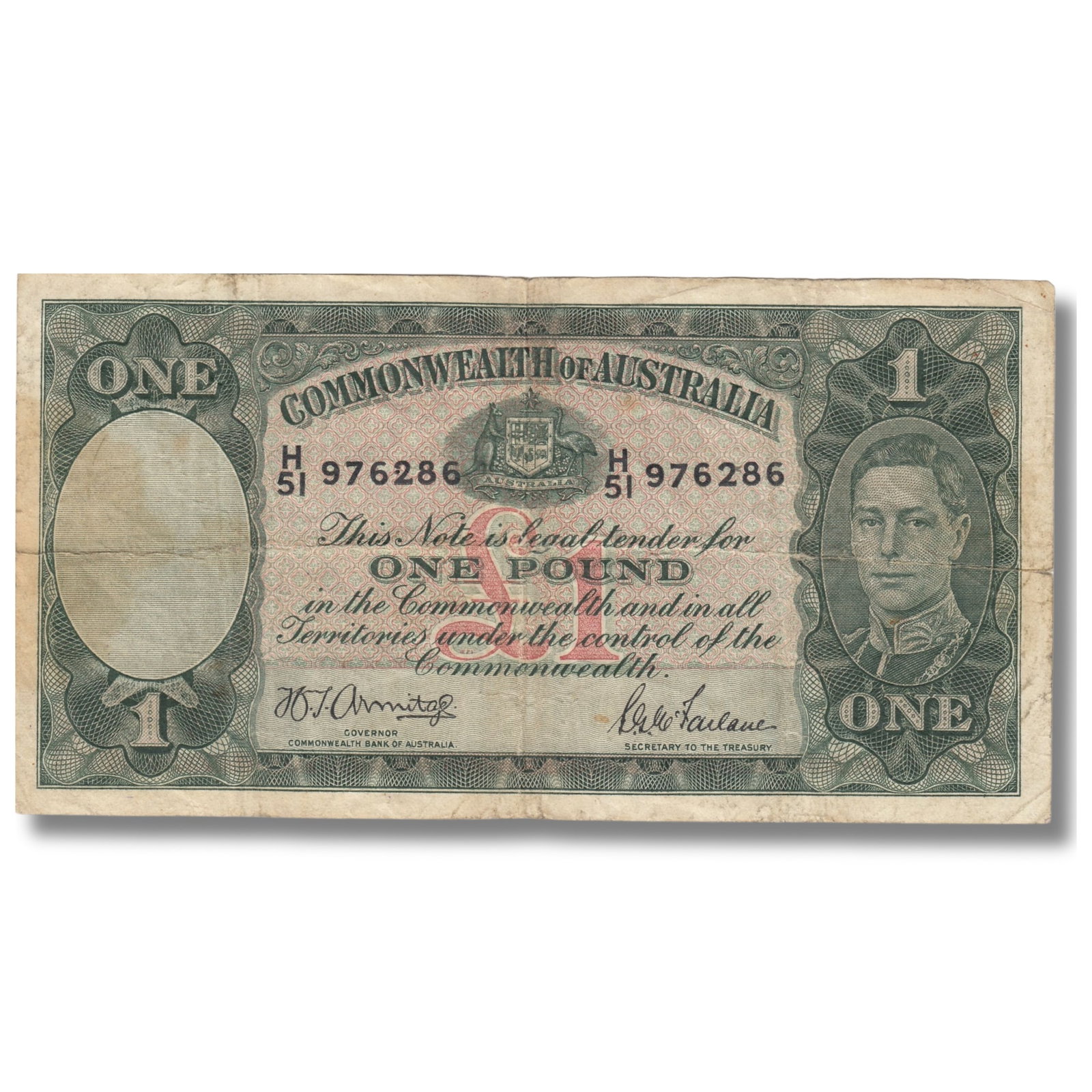 Australia 'Armitage - McFarlane' £1 (1942), about Very Fine (1 of 2)
