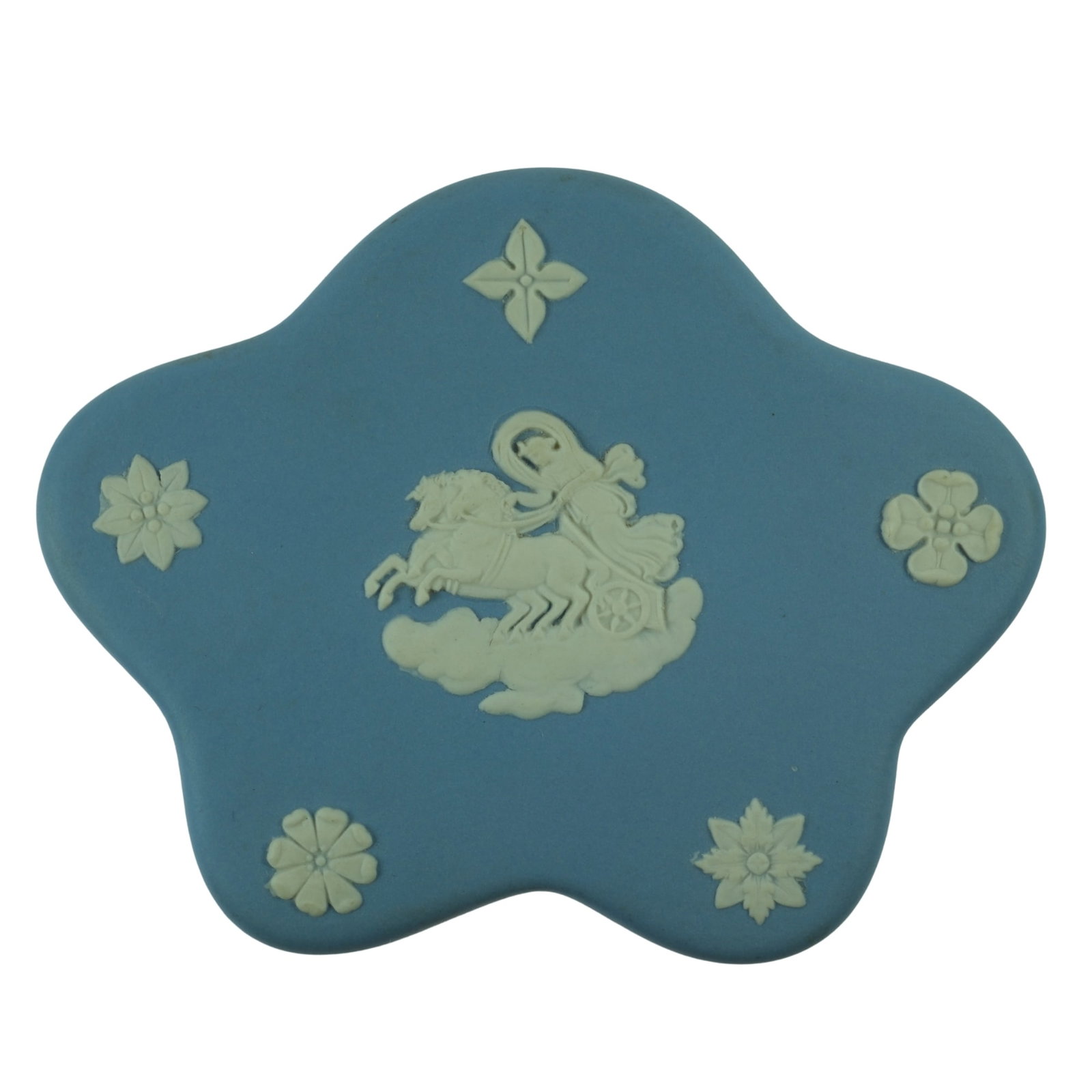 Wedgewood Blue Jasperware Lidded Trinket Box': Charioteer Size 9.5 x 8cms