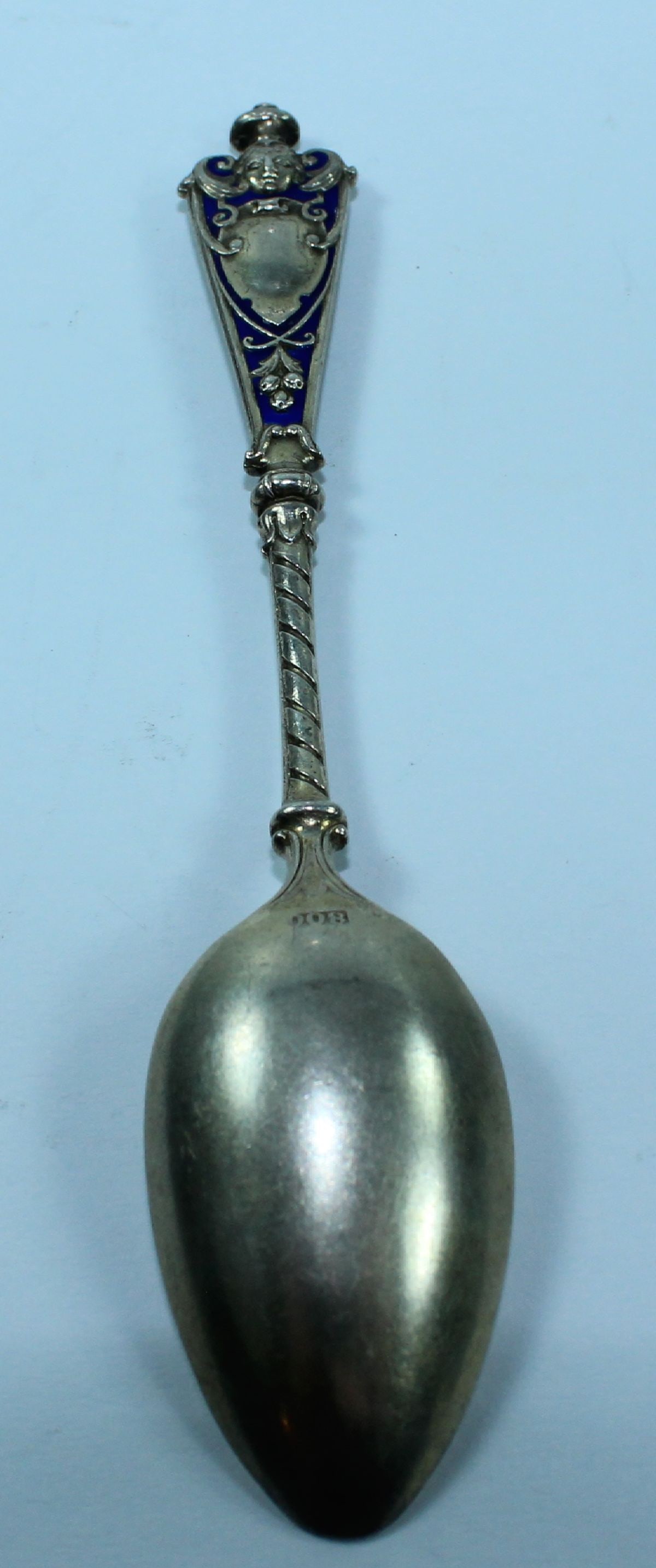European (800) Silver Spoon with Blue enamelling - 2