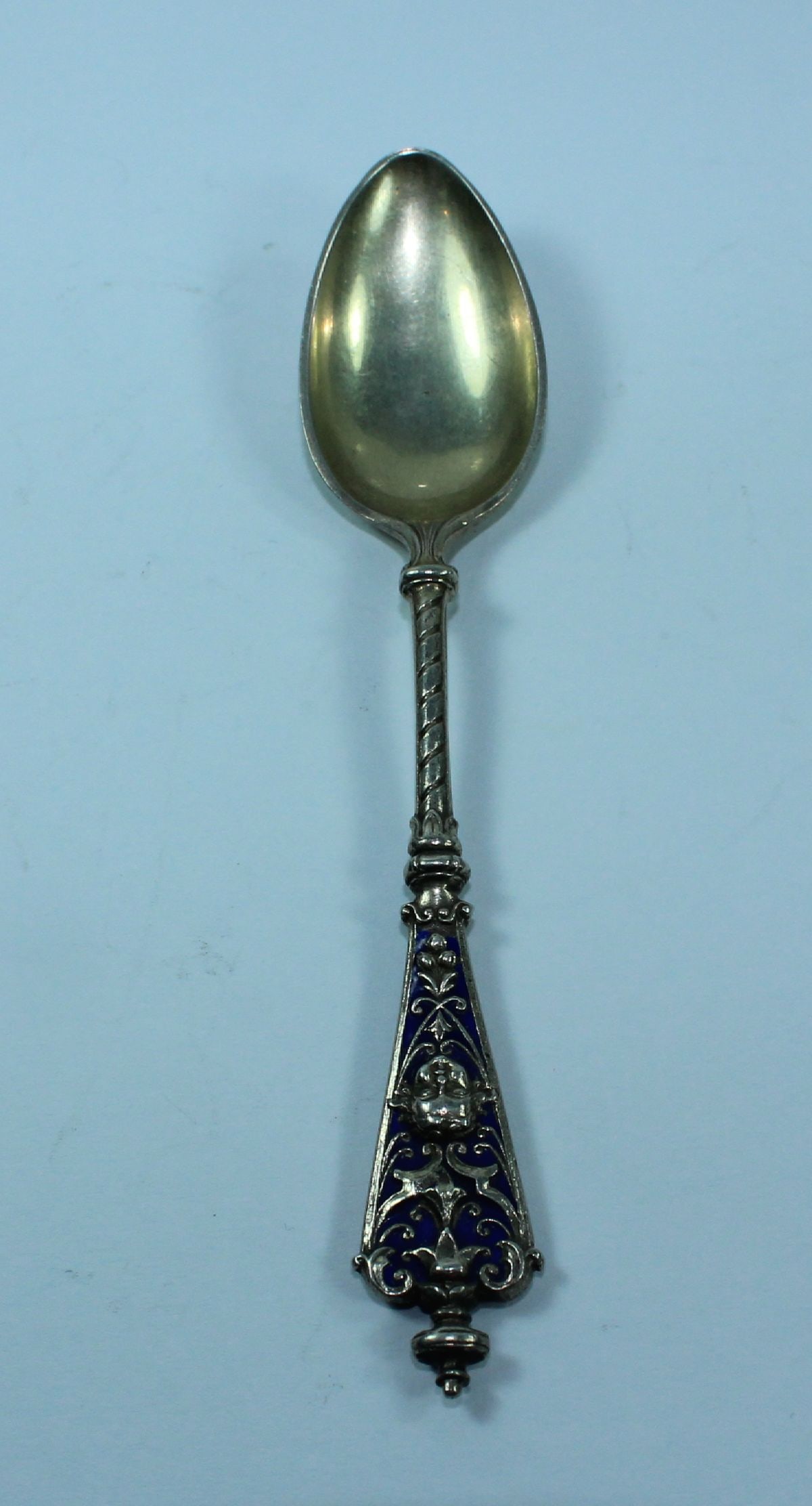 European (800) Silver Spoon with Blue enamelling - 3
