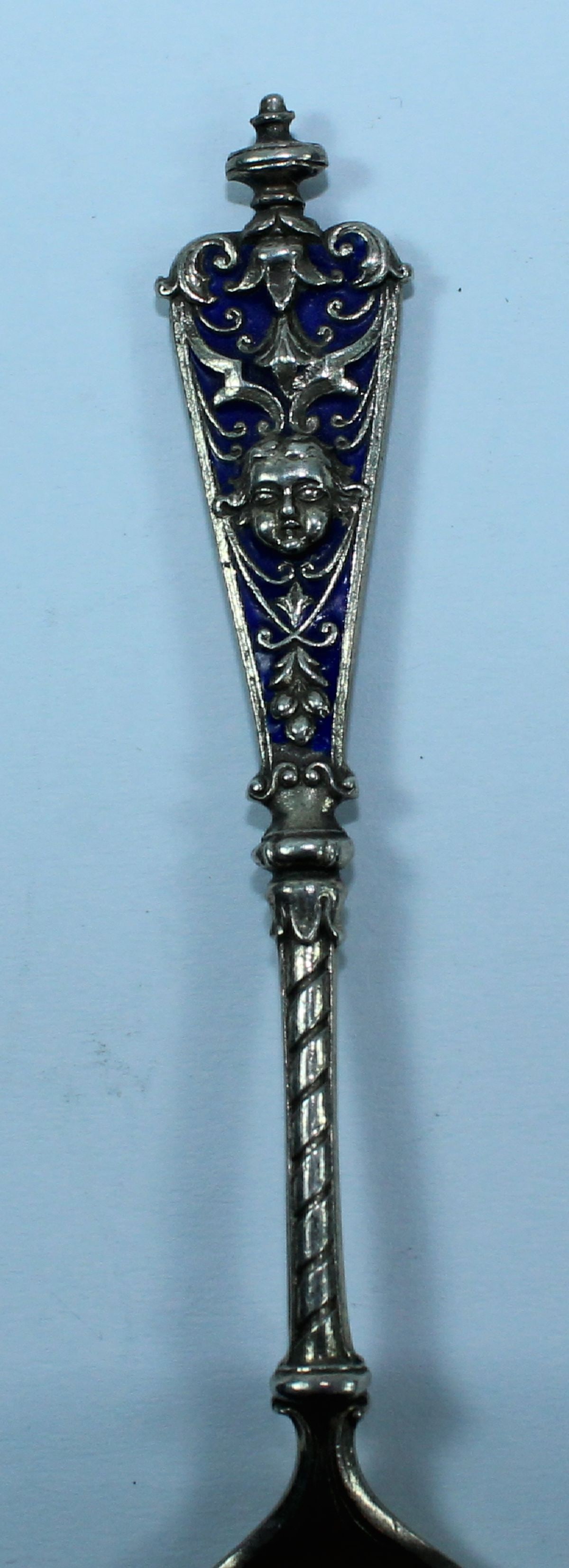 European (800) Silver Spoon with Blue enamelling - 4