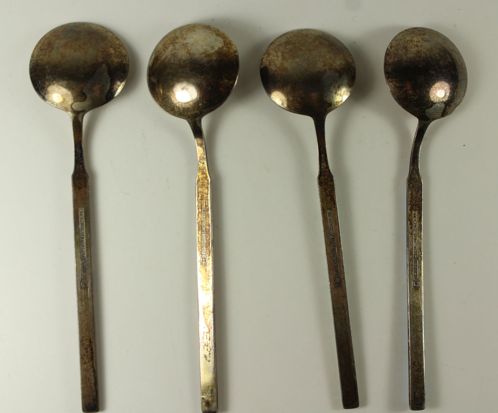 Enamelled Condiment Spoons In Sterling (925) Siver (4 items) - 2