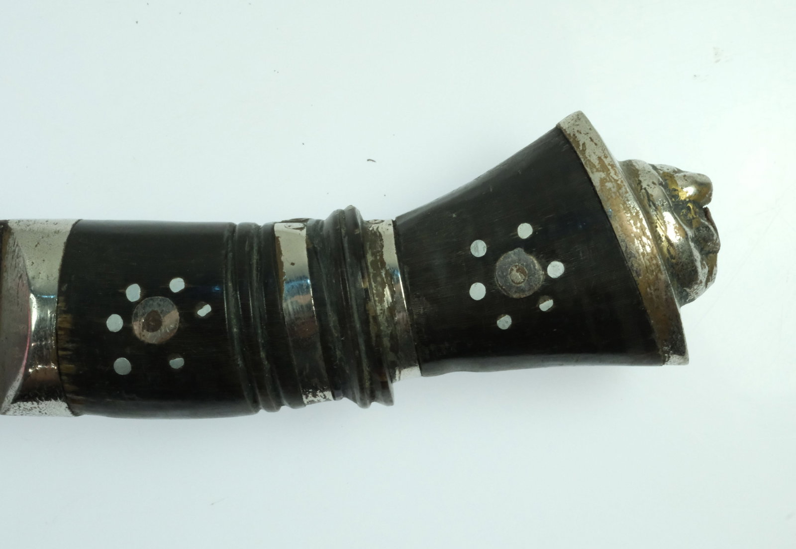Decorative Nepalese Gurkha Kukri Curved Blade with metal inlay decoration in Black Sheath - 2