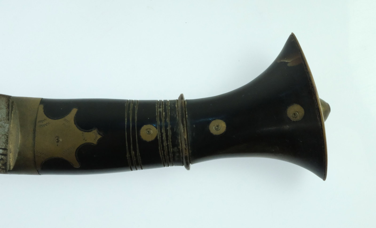 Nepalese Kukri Short Blade with Brass decoration on the Ebonised Wood Sheath - 3