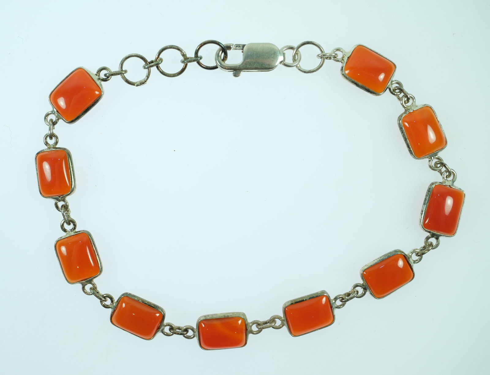 Carnelian & Amethyst Link Bracelets in Sterling (925) Silver (2 items) - 2